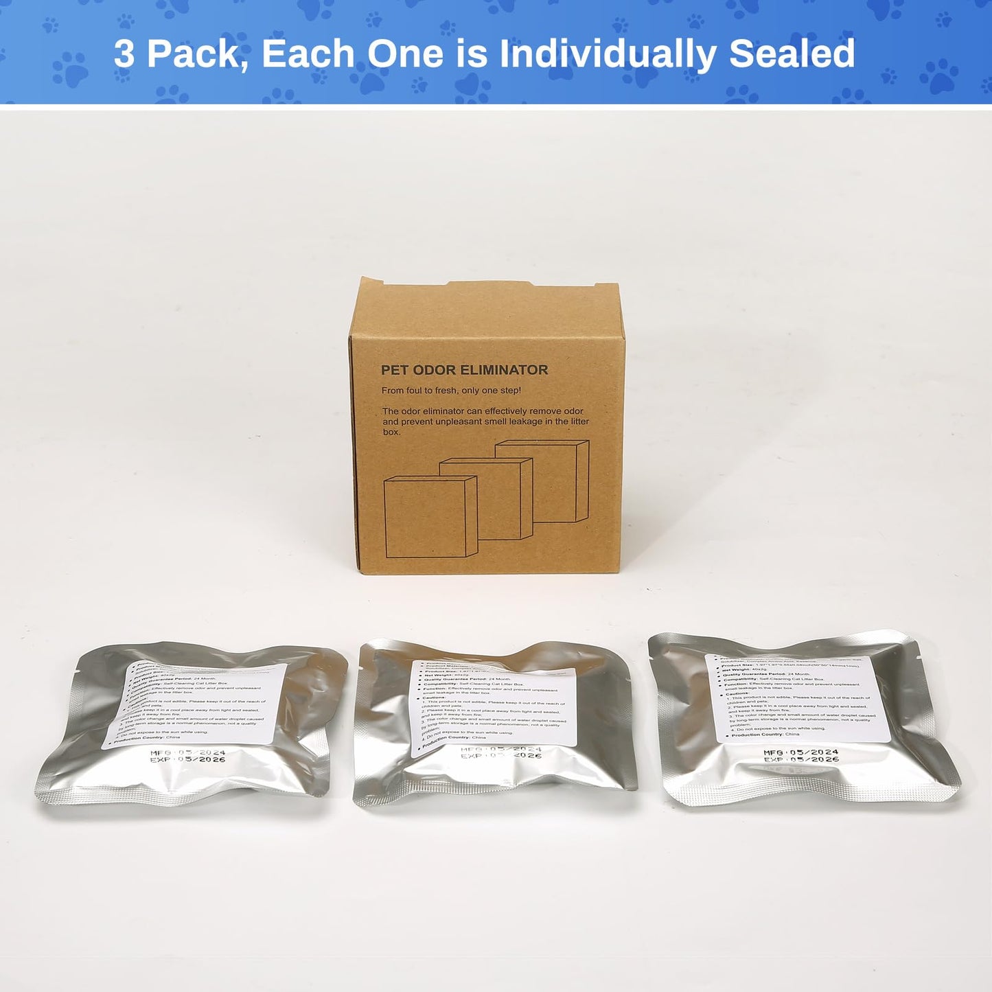 Eliminador de Olores para Arenero Gatos Autolimpiable, Feriva Desodorante de Cajas de Arena para Gatos, Fragancia duradera Control de Olores de Inodoro, No Irritante, Alta Seguridad(Paquete de 3)
