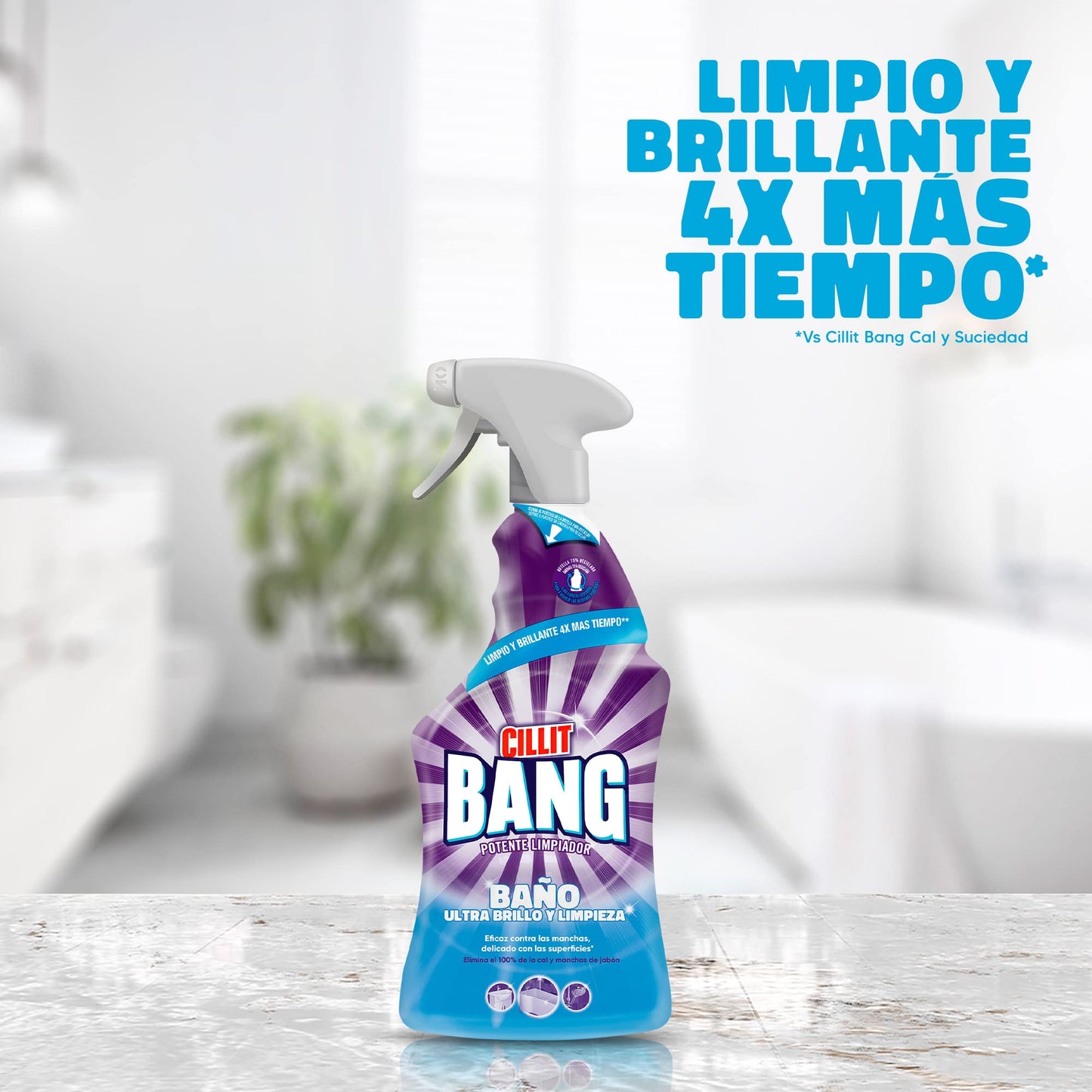 Cillit Bang Baño Ultra brillo, potente limpiador para el baño, formato spray - Pack de 3 x 750 ml, total 2.25 L