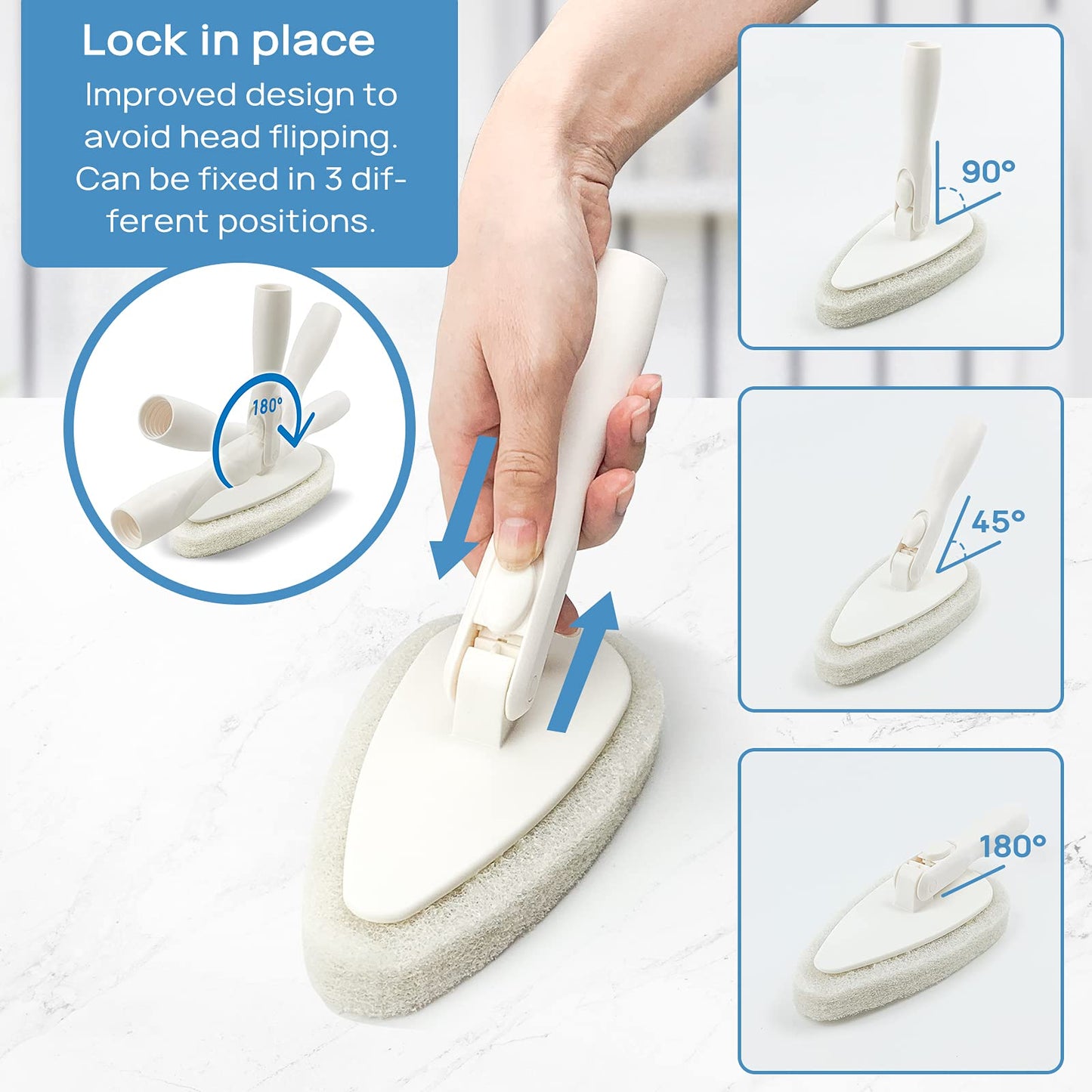 Qaestfy Cepillo de Limpieza de Ducha y Estropajo Combinado con Mango Largo Desmontable de 51 Pulgadas para bañera y Azulejos de Ducha, Cepillo Limpia