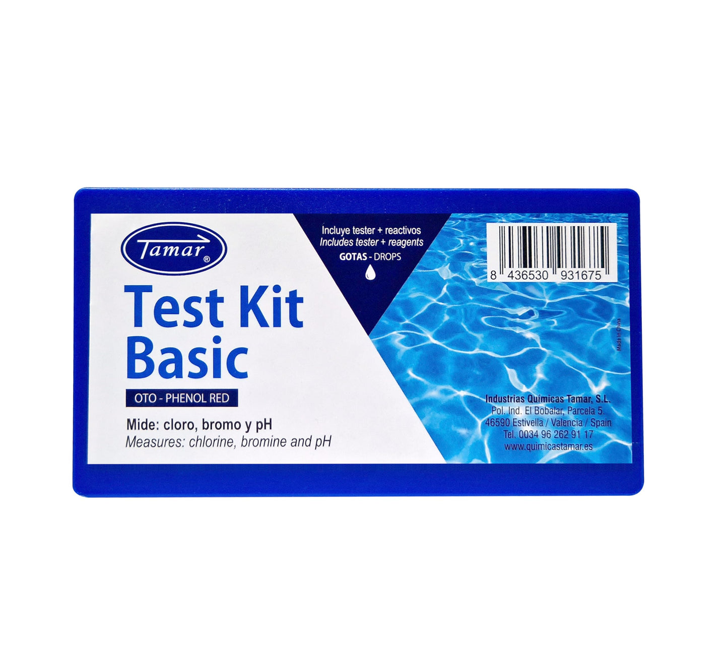 Tamar Test Kit Cloro y pH, Medidor del Cloro y PH del Agua de la Piscina, Gotas.