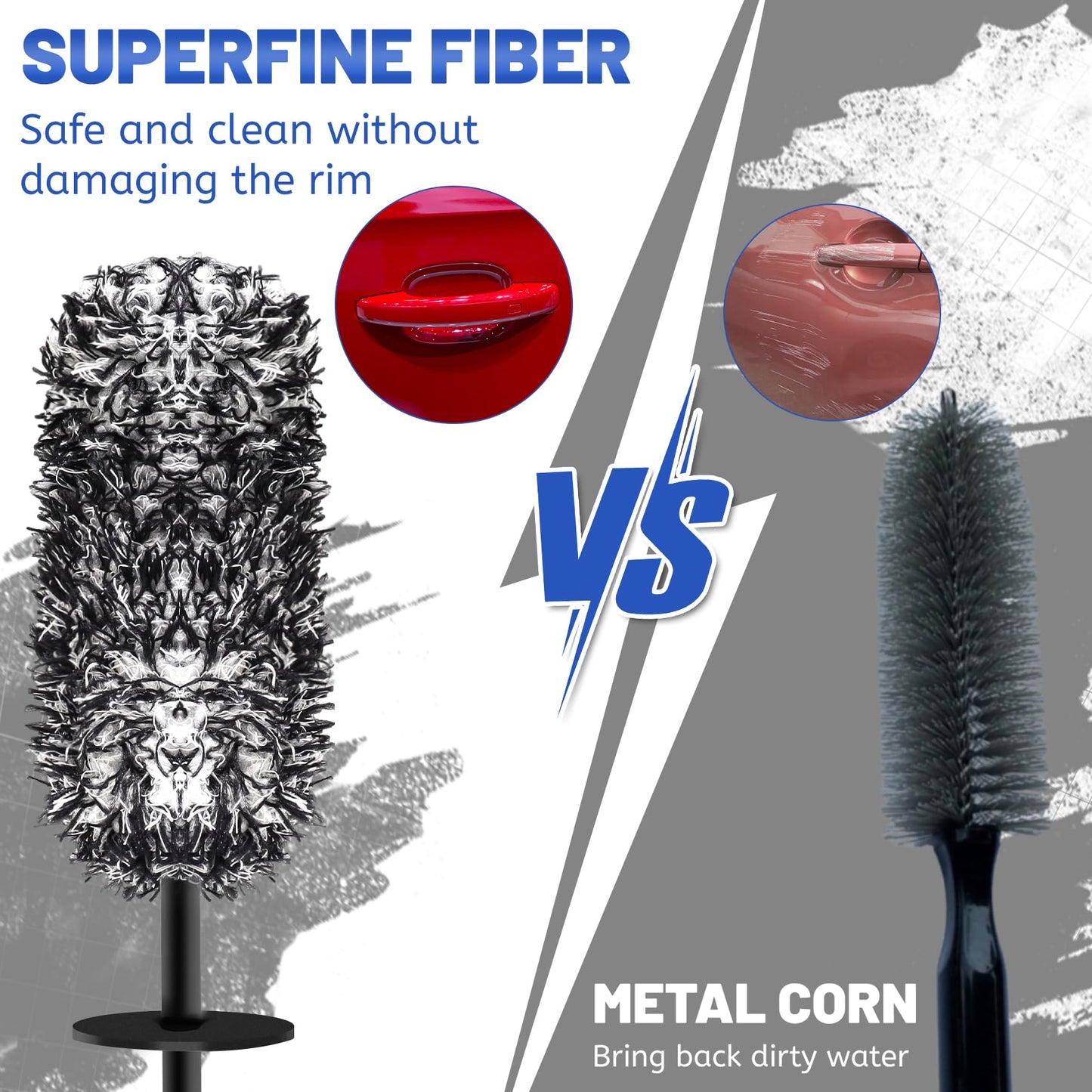 SOMLAW Cepillo en Microfibra y Cepillo para neumáticos - Cepillo Limpiador Llantas - para Limpiar Profunda y eficazmente la Superficie de Llantas - Ideal para Llantas Wheel Brush