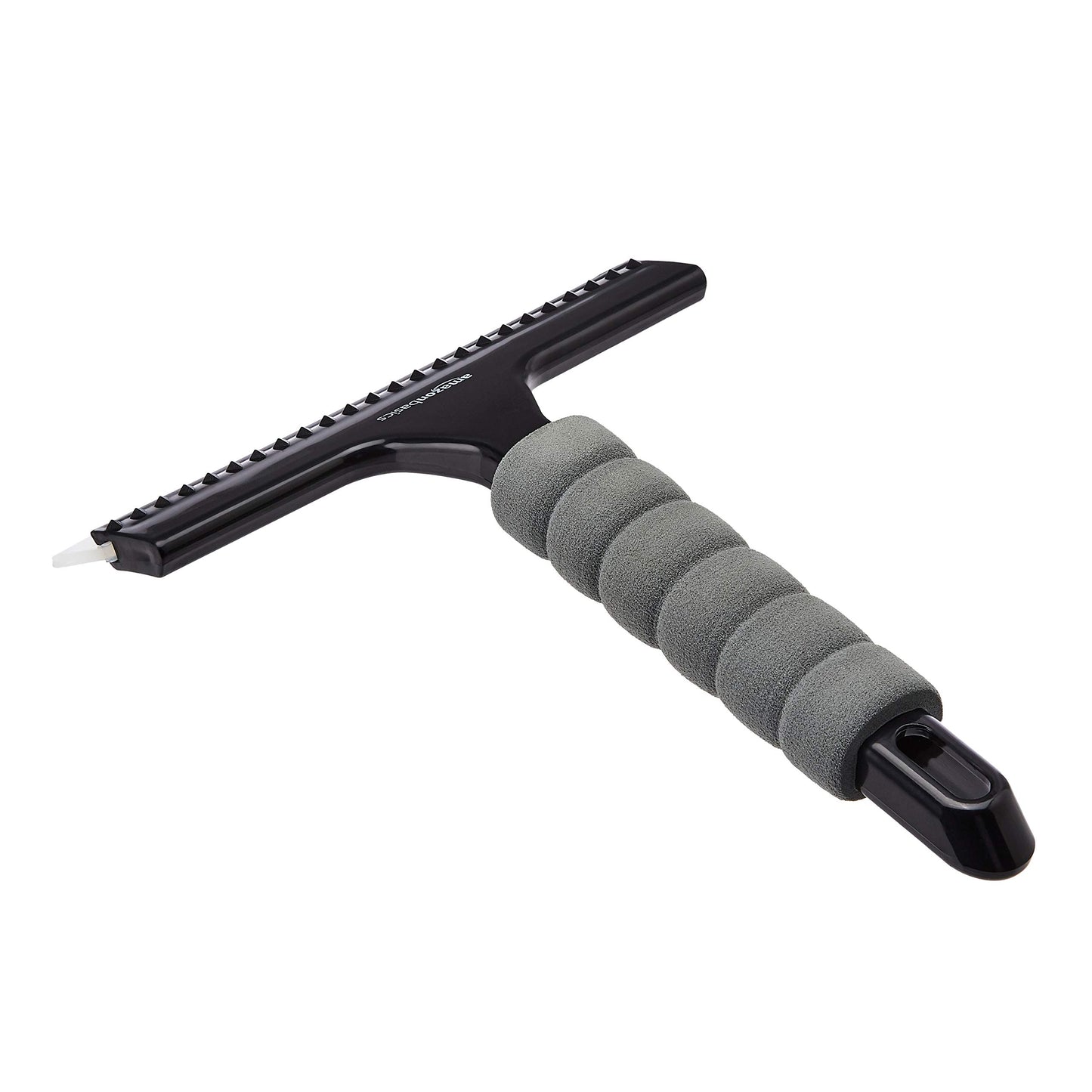 Amazon Basics - Rasqueta limpiacristales con mango, para ventanas, cristales, espejos y ventanas de coches, Negro