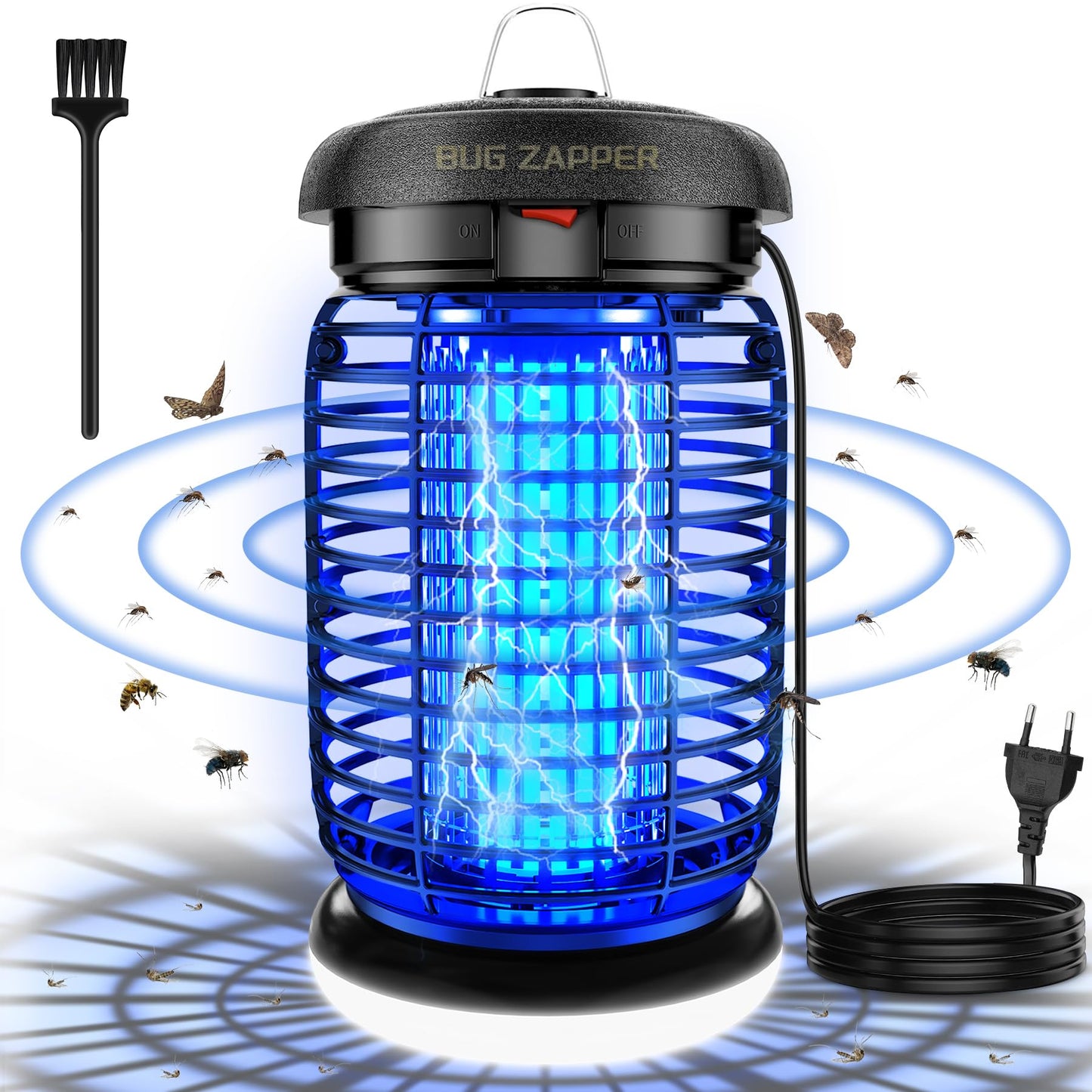 seenlast Lámpara Antimosquitos Electrico, Mata Mosquitos Electrico 4200V 15W UV Lampara Mosquitos, Atrapa Mosquitos con LED,IPX4 Impermeable,Area Efectiva 80-140m² para Interior y Exterior