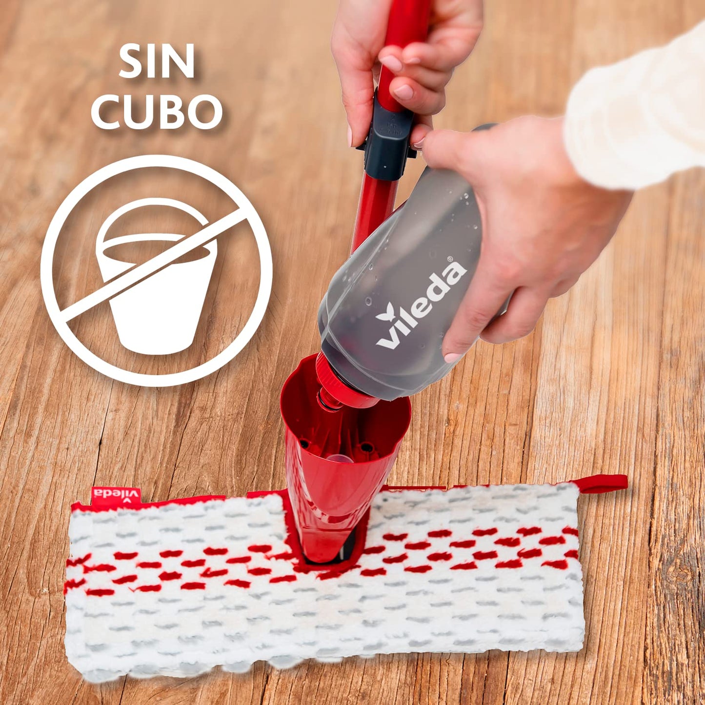 Vileda 1·2 Spray MAX, Fregona Mopa con Spray pulverizador, Friega el Suela sin Cubo, Botella 650ml, Recambio Reutilizable de Microfibra, para Todo Tipo de Suelos