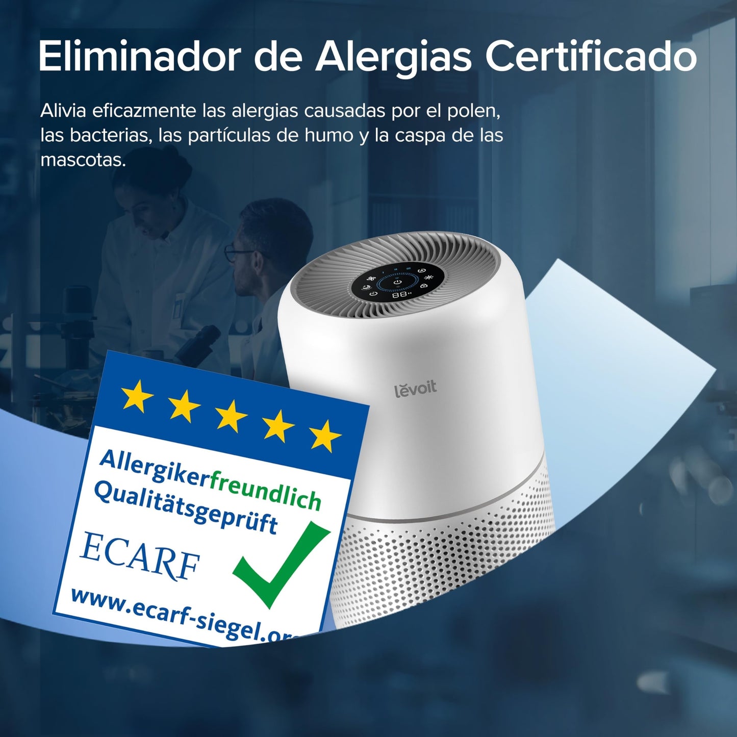 LEVOIT Purificador de Aire con Filtro HEPA, CADR 195m³/h a 41㎡, Compatible Alexa y APP, Modo Inteligente, 22dB Modo de Sueño Elimina 99.97% de Alergia Polen Ácaros Humo Pelo de Mascota Blanco