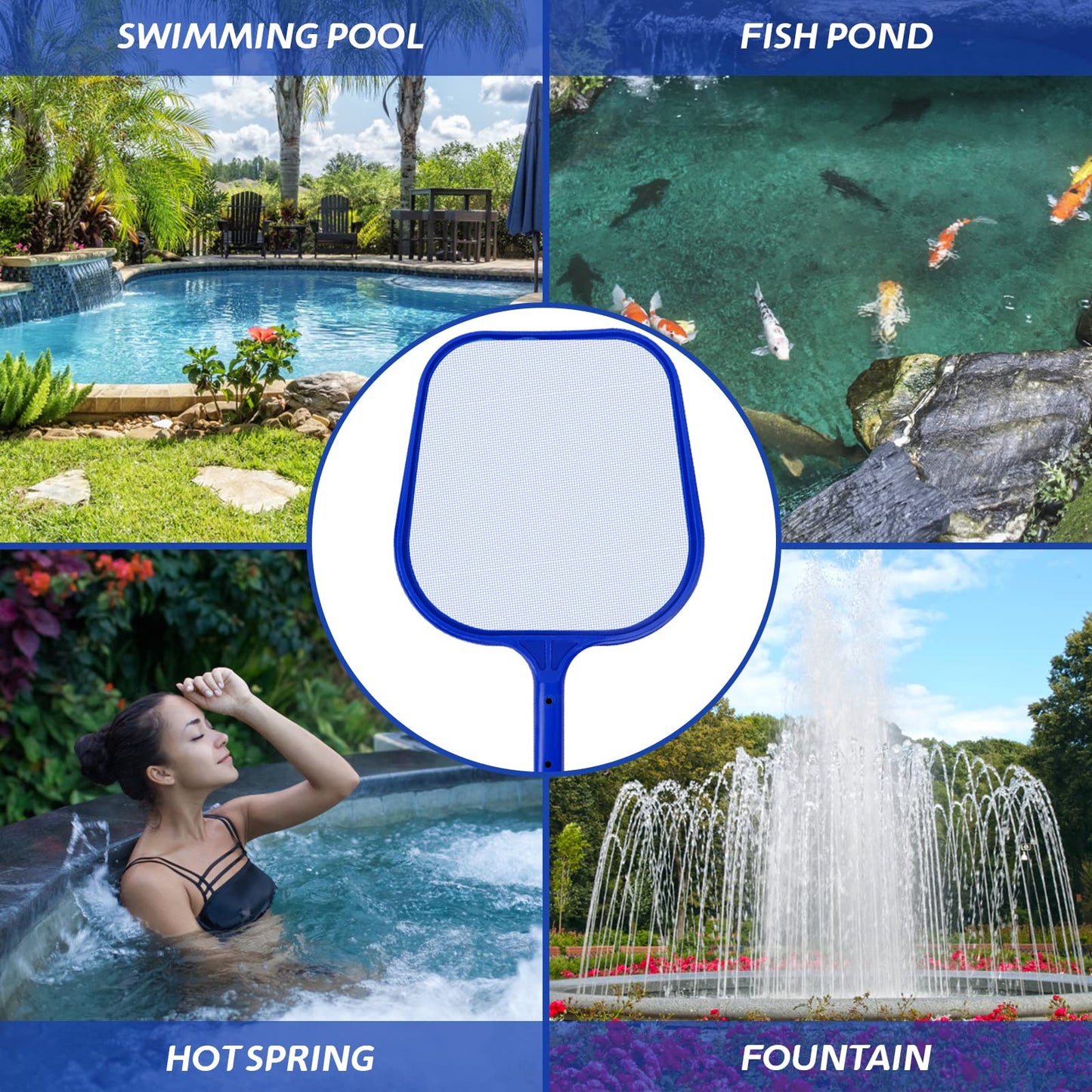 Jsdoin Recogehojas para Piscinas Profesional,Kits de Skimmer Piscinas con 1.2m Barra Telescópica para Spas, Natación, Pozos, para Piscinas Claras, Leaves Y Debris
