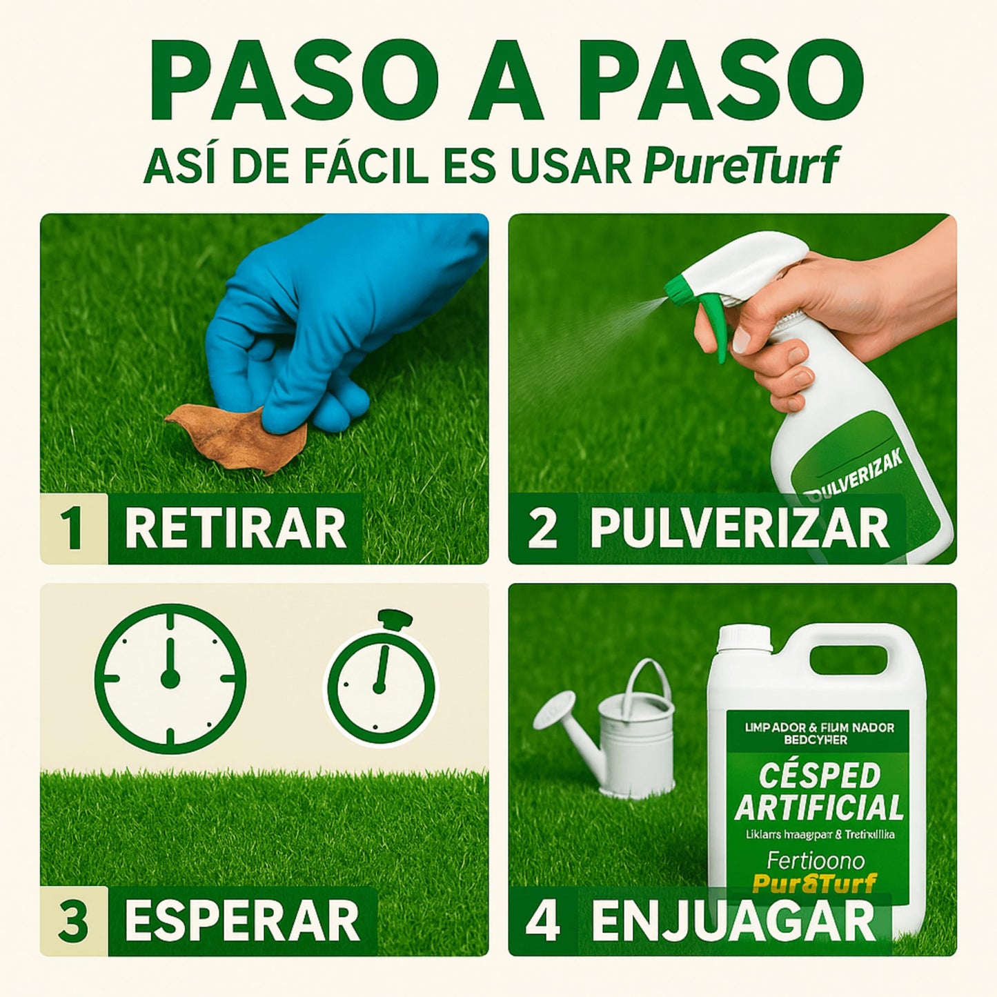 Fertibono Higienizador Cesped Artificial, (5L), Protege a tus Niños: Deshazte de los Olores, Virus y Bacterias de Orina de Mascotas para un Césped Seguro y Limpio.