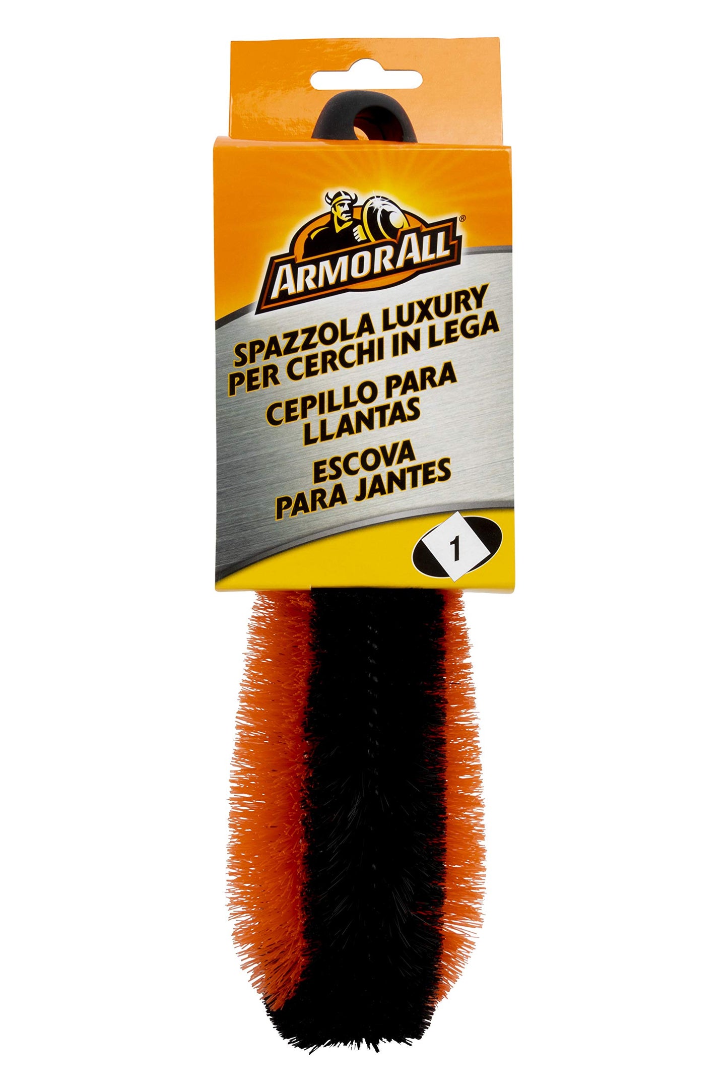 ARMOR ALL Cepillo para Llantas - Limpieza Eficaz de Zonas Difíciles, Cerdas sin Arañazos, Mango de Goma Cómodo, Elimina Polvo de Frenos y Suciedad, Acabado Profesional