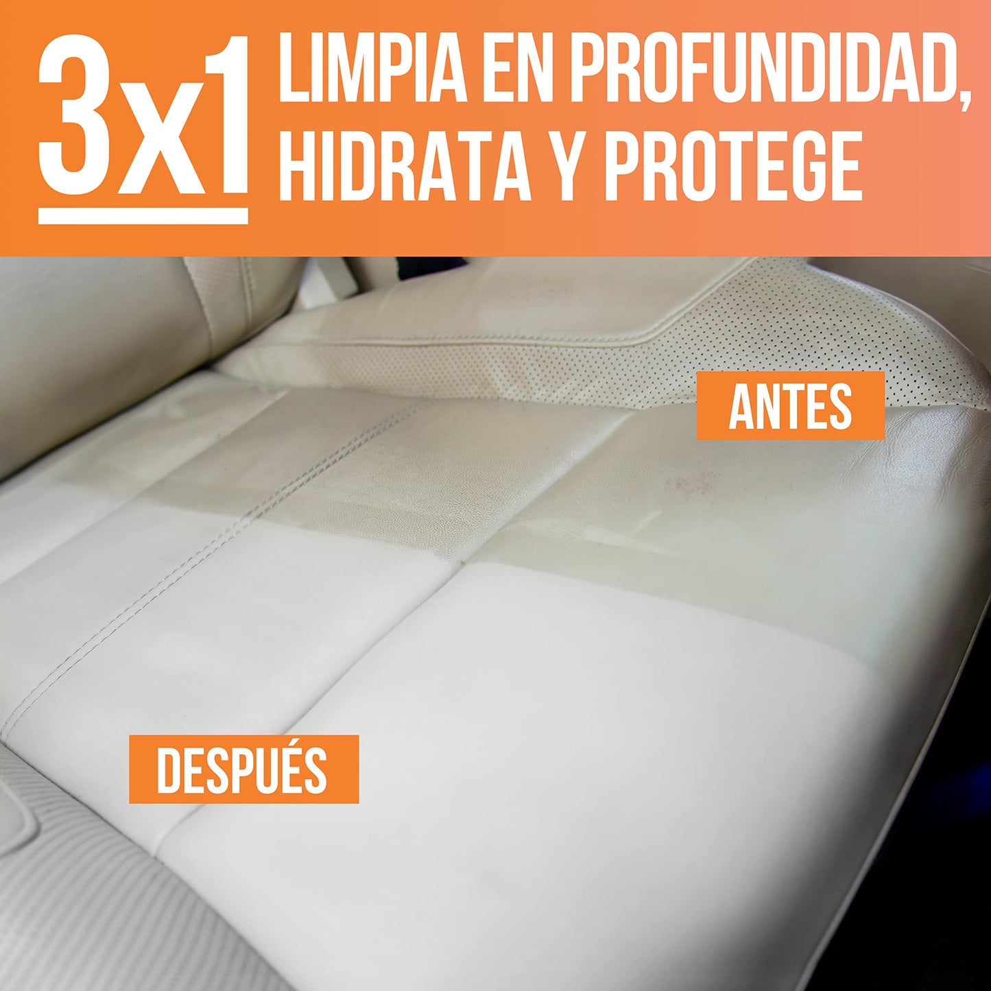 Kit De Limpieza, Renovador E Hidratación De Cuero, Piel Y Tela Del Coche - Intenso Y Potente Acondicionador De Tapiceria. Limpiador Cuero Coche E Hidratador De Cuero (cepillo puede variar)