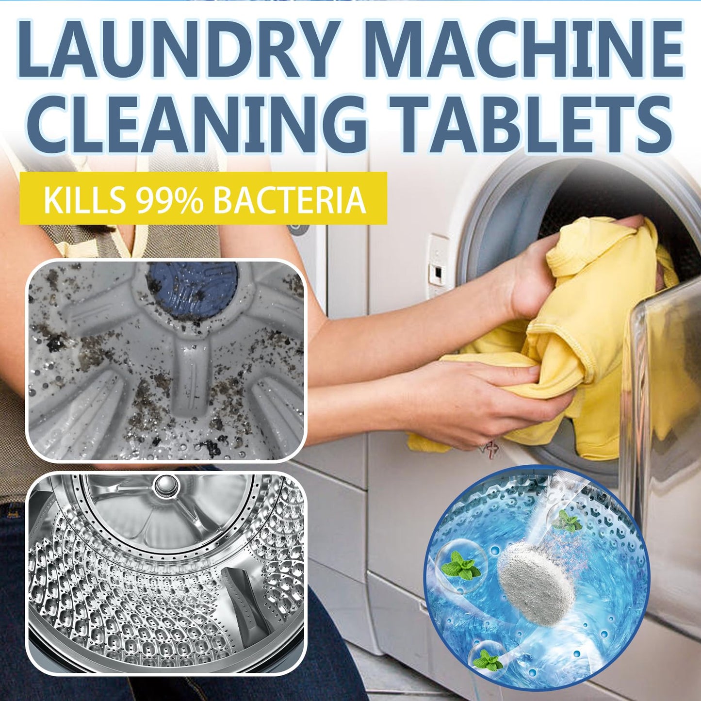 Pastillas Limpiadoras para Lavadoras,Láminas de Limpieza de Lavadoras,Pastillas Limpiadoras de Máquina,Washing Machine Cleaning Tablets,Tableta Limpiador de Lavadora,