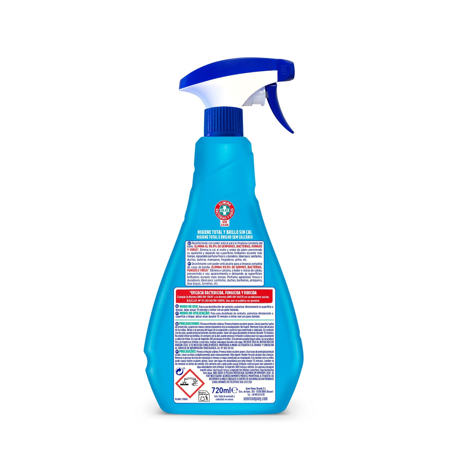 Asevi Desinfectante Baños - Limpiador Desinfectante Antical y Antimoho - Gerpostar Plus - Elimina Gérmenes y Bacterias - Aroma Fresco - Con Spray - Envase de 720 ml