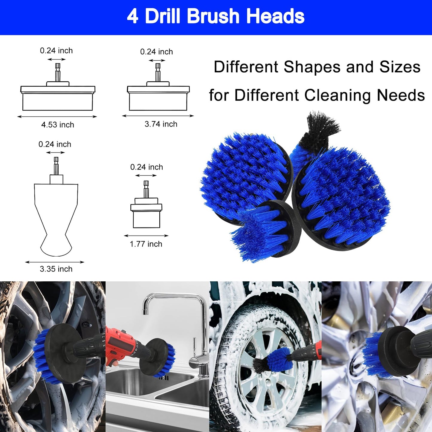 Kit Limpieza Coche,36 pcs Juego de limpieza de coche,Cepillo para Taladro Limpieza,Cepillo Limpieza Coche con Cepillos,Esponjas para Pulir,Kit Limpieza Coche Interior para Interior Y Exterior