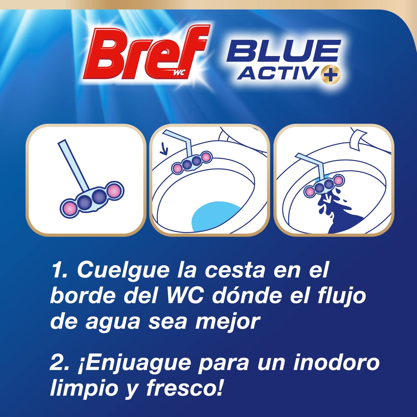 Bref Blue Activ Floral Cesta WC (pack de 10 unidades), limpia baño para un WC siempre limpio y fresco, limpiador de baños con fórmula antical que elimina la suciedad