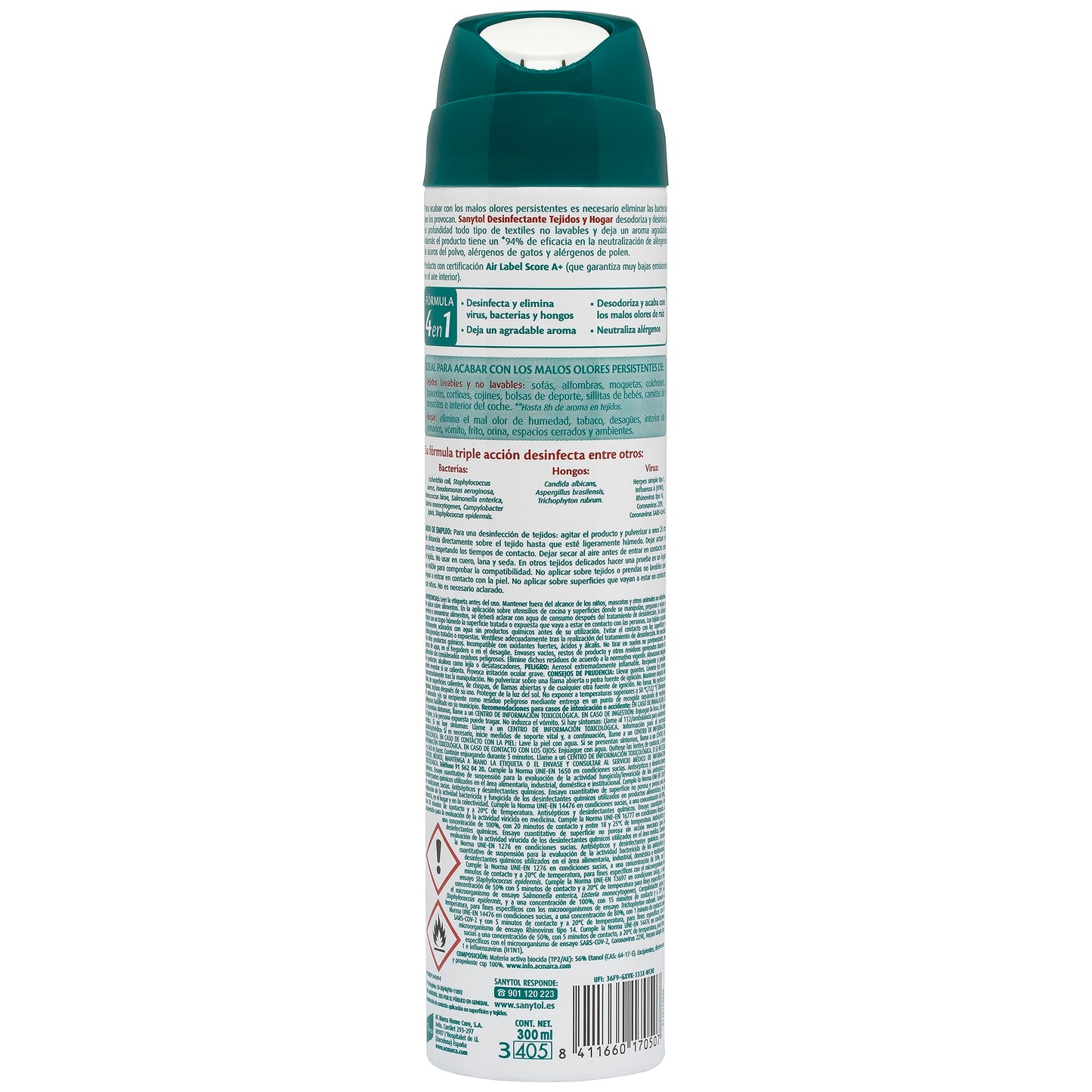 Ambientador sanytol desinfectante para hogar y tejidos spray bote de 300 ml