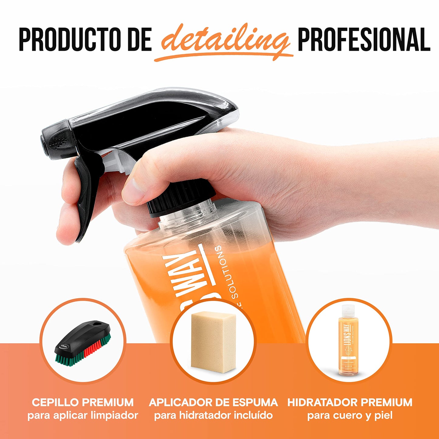 Kit De Limpieza, Renovador E Hidratación De Cuero, Piel Y Tela Del Coche - Intenso Y Potente Acondicionador De Tapiceria. Limpiador Cuero Coche E Hidratador De Cuero (cepillo puede variar)