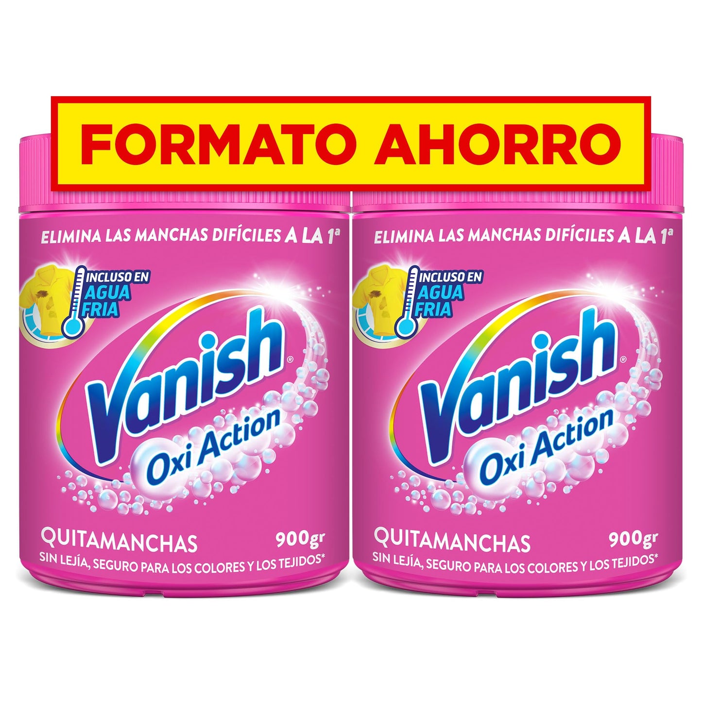 Vanish Oxi Action - Quitamanchas para Ropa Blanca y de Color, en Polvo, Sin Lejía - Pack de 2 x 900 g