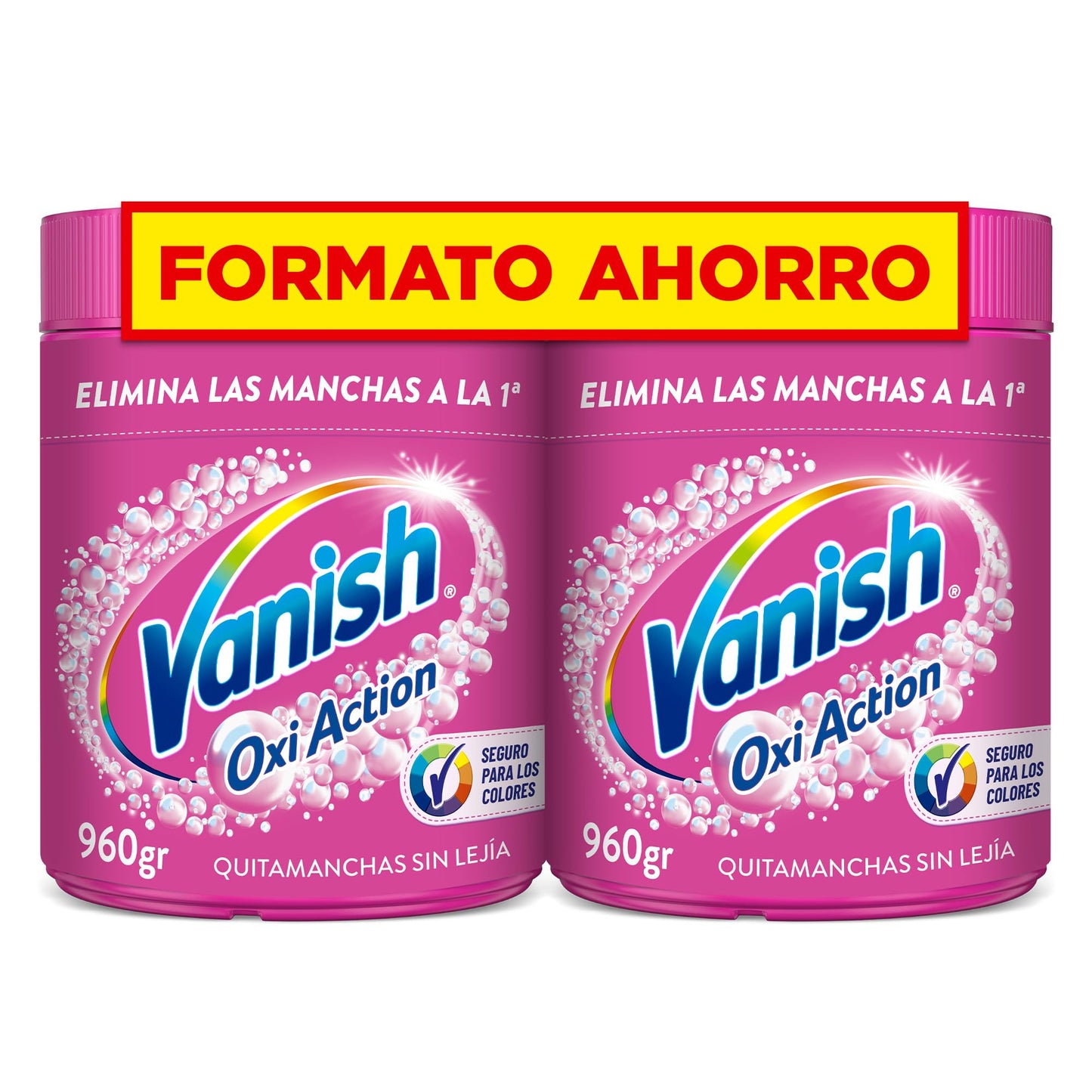 Vanish Oxi Action - Quitamanchas para Ropa Blanca y de Color, en Polvo, Sin Lejía - Pack de 2 x 960 g