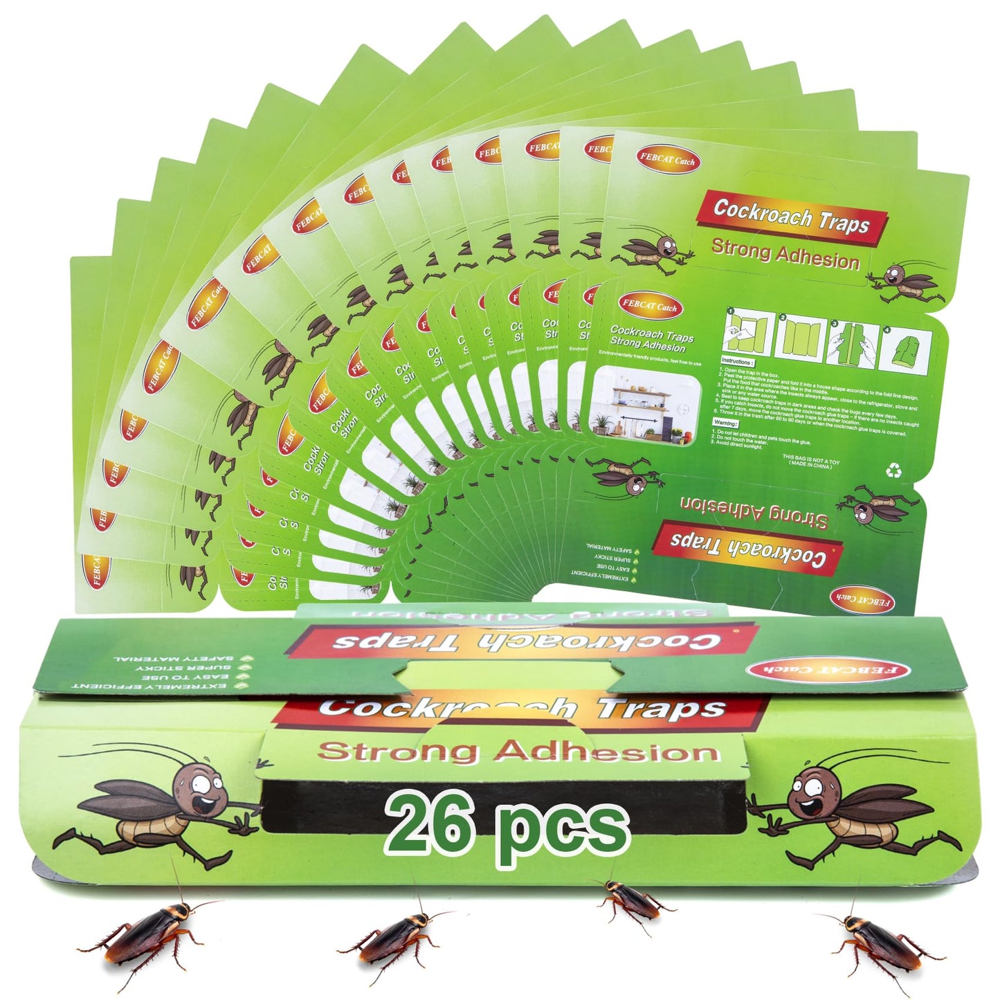 Juego de 26 Trampas para Cucarachas, Productos de Cucarachas Eliminar, Captura Efectiva de Cucarachas contra Cucarachas, Verdes