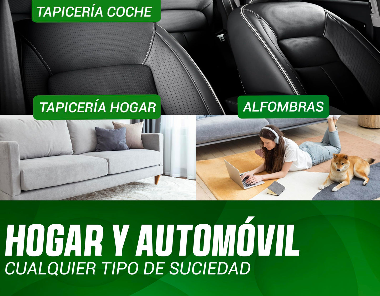 EQM - ECO-113 - Limpia Tapicerías Coche Profesional - 500 ML - Tela, Cuero y Alcantara - Elimina Manchas y Malos olores - Ideal para alfombras, tapicerías, moquetas, Cinturones de Seguridad