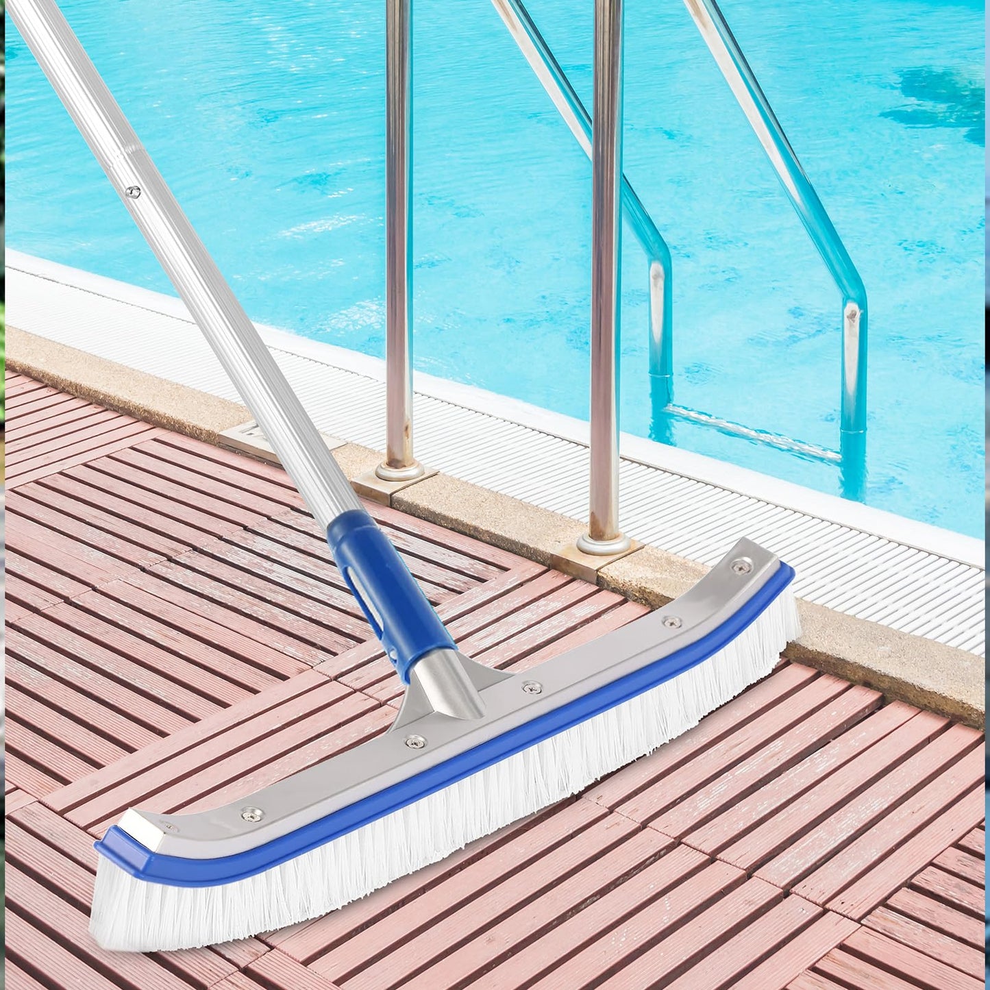 ZPQAODI Kit de Limpieza de Piscina 6 Piezas, Juego de Accesorios de Piscina, Cepillo de Piscina con Mango de Aluminio Ajustable de 160 cm, Kit de Cepillo de Piscina para Limpieza de Piscinas