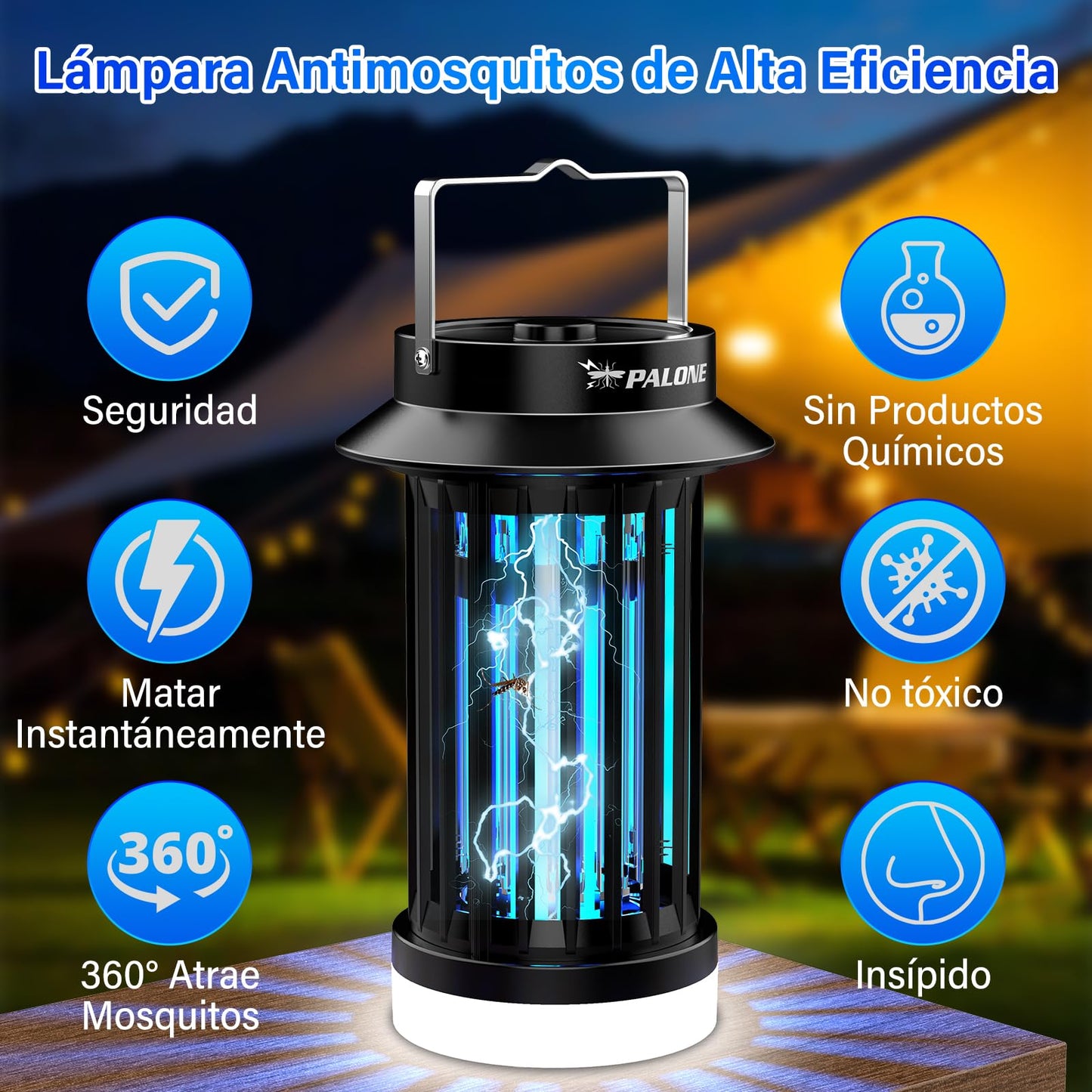 PALONE Lampara Antimosquitos IluminacióN Recargable Atrapa Moscas Atrapa Mosquitos USB LED Potente, Adecuado para Dormitorio, JardíN, Camping, Interior y Exterior.