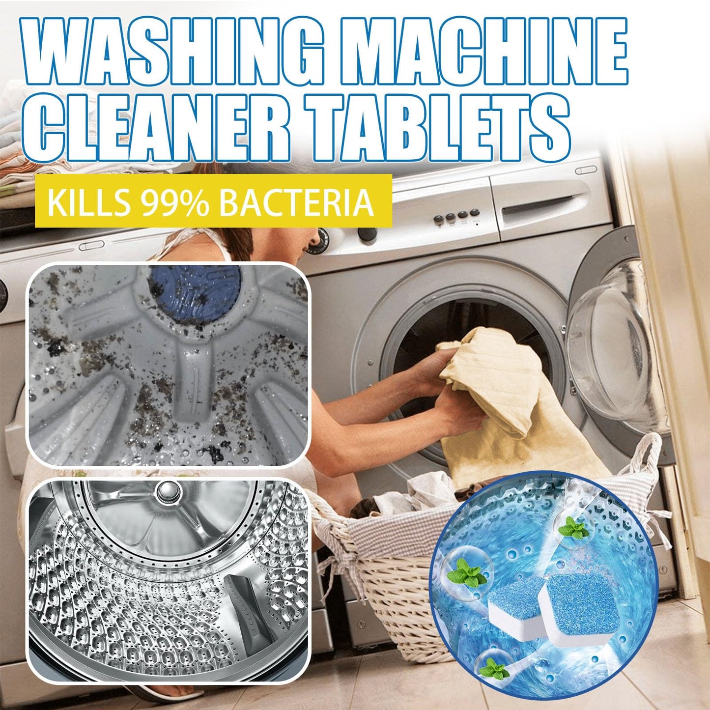 Limpiador Sólido para Lavadora,Pastillas Elimina Olores Lavadora,Tableta Limpiador de Lavadora,Pastillas Limpiadoras de Máquina,Washing Machine Cleaning Tablets,Pastillas Limpieza de Lavadora