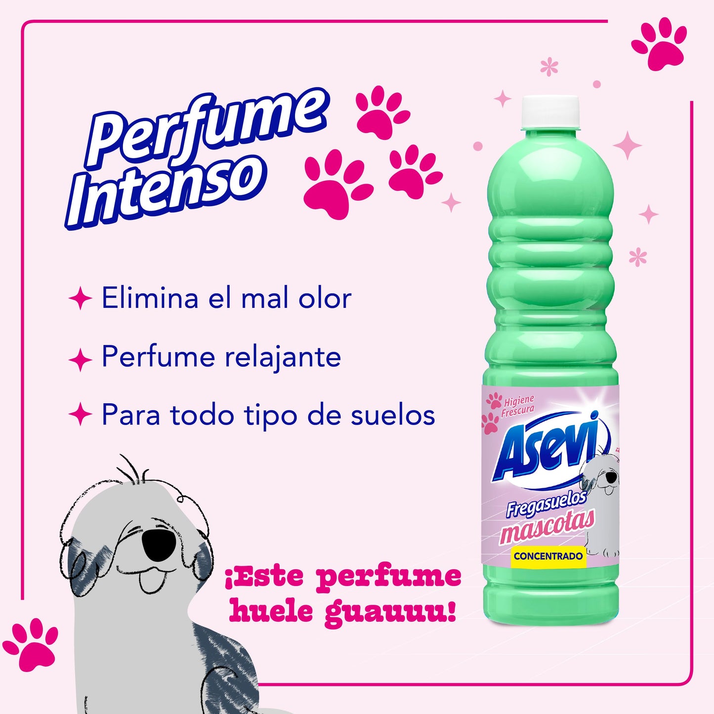 Asevi Fregasuelos Perfumado Duradero Mascotas - Friegasuelos Concentrado con Aroma Fresco - Elimina Malos Olores - Limpiasuelos con pH Neutro para Todo Tipo de Suelos - Envase de 1 Litro