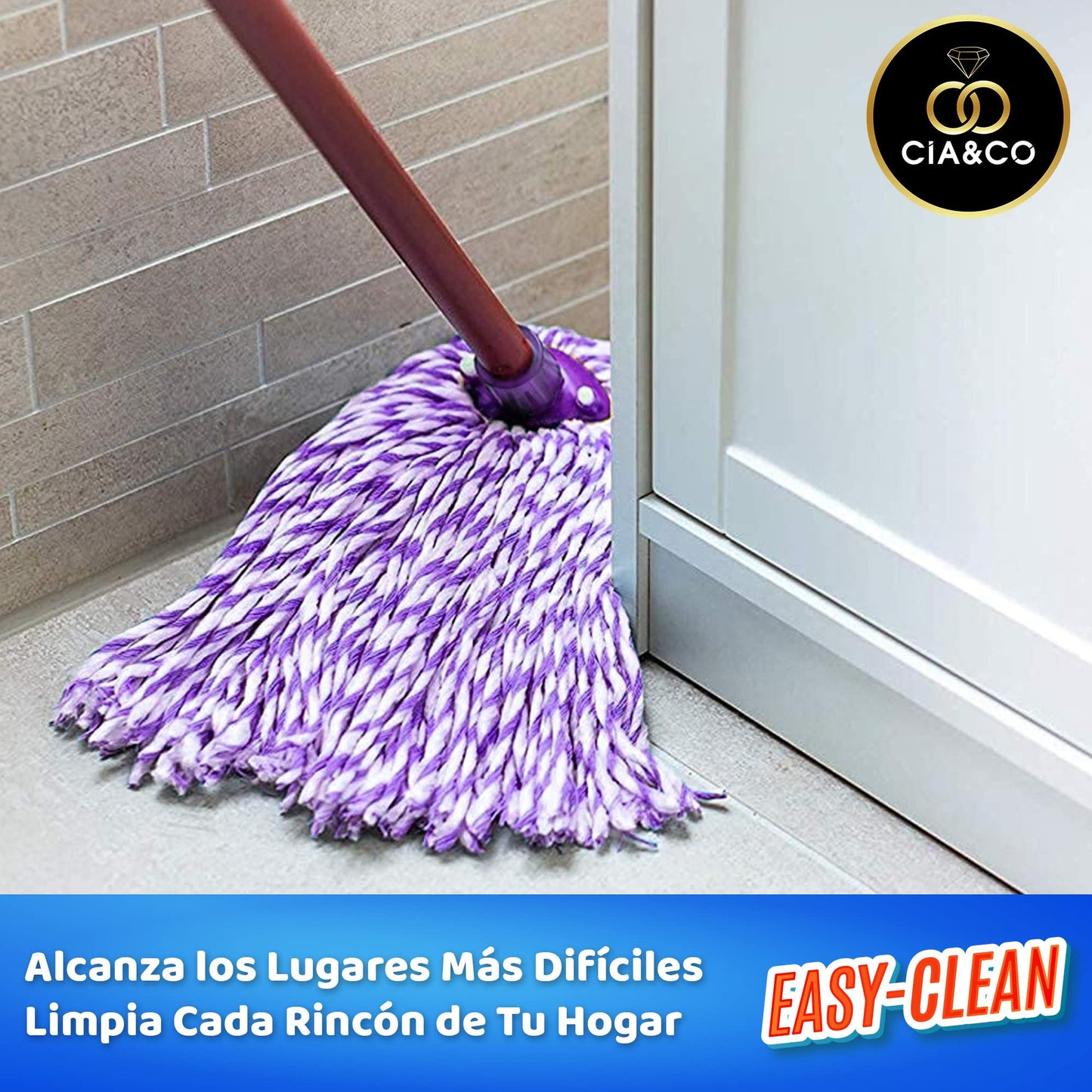 Pack Cia&Co 2 Fregonas de MicroFibras | Mega-Absorbentes | Para todo tipo de pisos y suelos | Anti-Microbios | No dejan Pelusa | Alcanza todos los lugares | 100% MicroFibras antifatiga facil escurrido