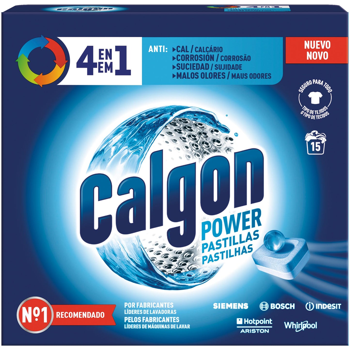 Calgon Powerball Pastillas - Antical para la Lavadora, Elimina Olores y Suciedad, en formato pastillas, 15 unidades