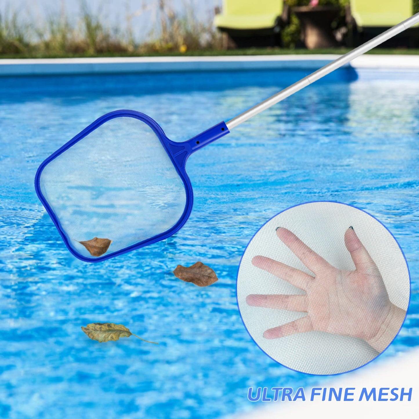 Jsdoin Recogehojas para Piscinas Profesional,Kits de Skimmer Piscinas con 1.2m Barra Telescópica para Spas, Natación, Pozos, para Piscinas Claras, Leaves Y Debris