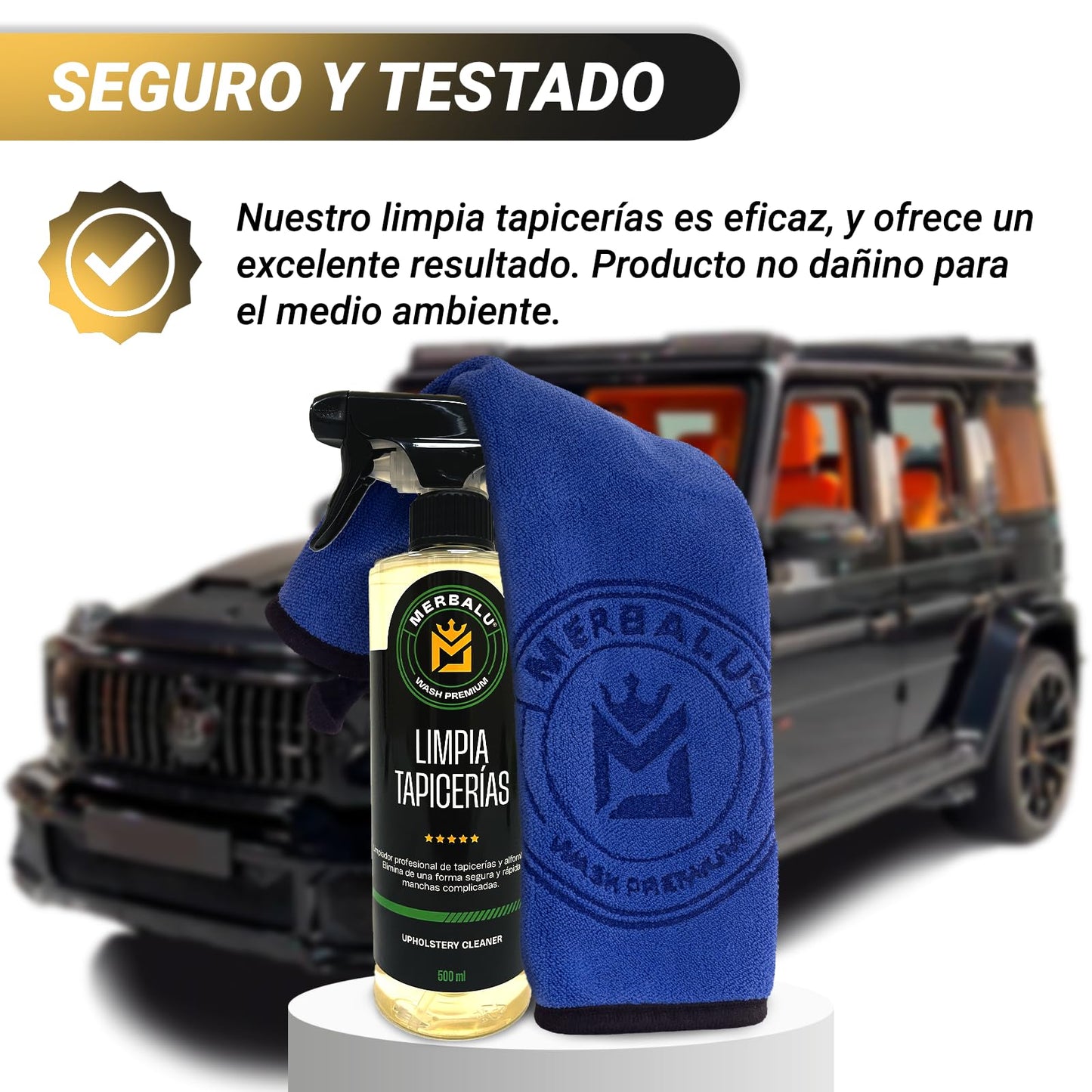 Merbalu. Limpia tapicerias Coche Kit Limpiador de tapicerias de Coche y Otros Textiles Limpieza Coche Interior Limpia tapicerias en Profundidad Uso facil y rápido Asientos y Alfombrillas