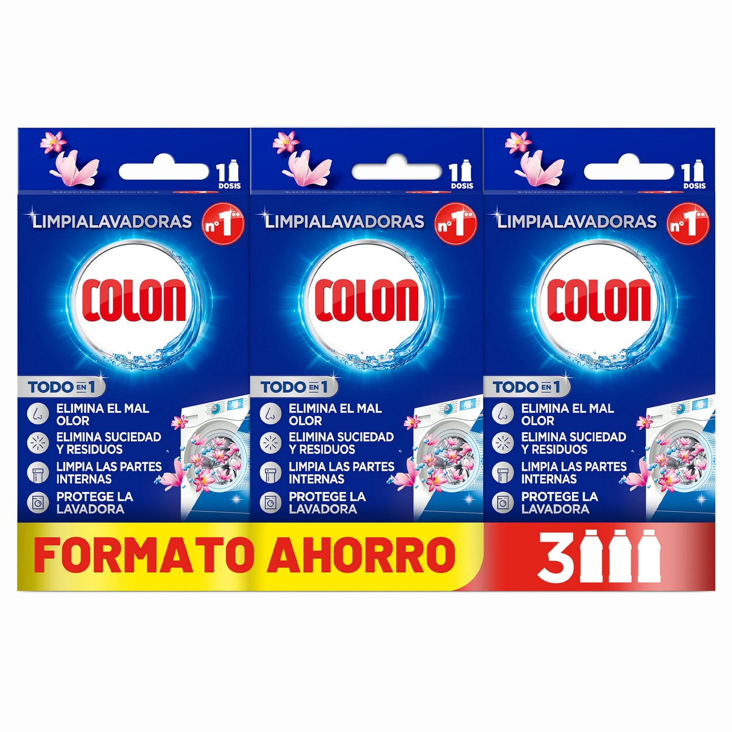Colon Limpialavadoras - Limpia la lavadora y elimina malos olores, Megapack de 3 usos, 250 ml (Paquete de 3)