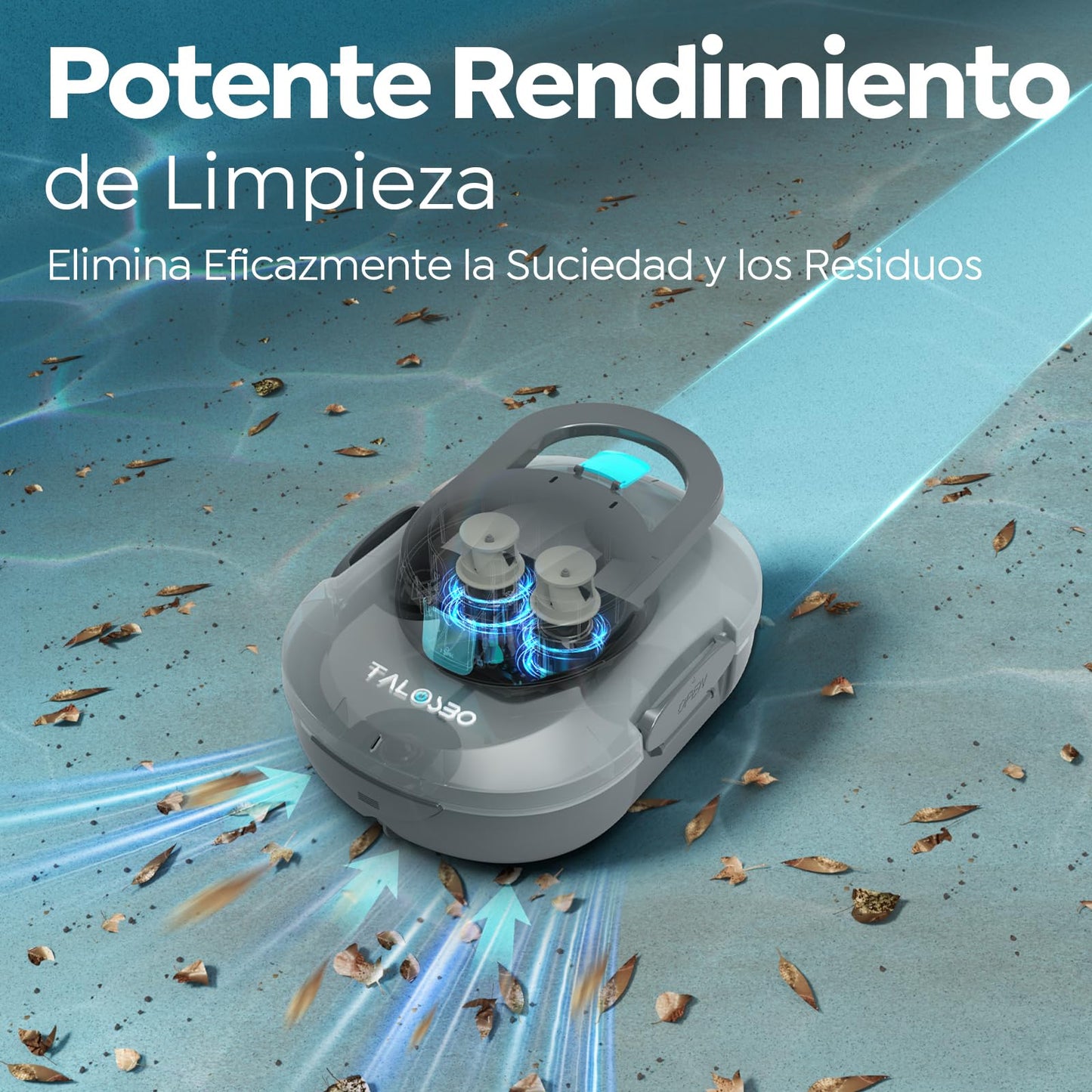 TALOSBO Pleco S1 Robot Piscina, Doble Motor Limpiafondos Piscina Sin Cable, 80 Min de Limpieza, Carga en 2.5h, Autoaparcable, para Piscinas de Fondo Plano