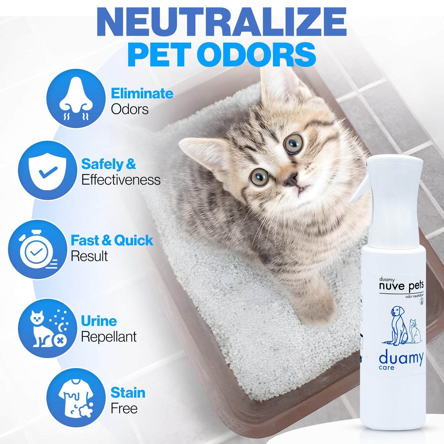 NUVE PETS Eliminador de olores de mascotas, ambientador ecológico sin propelentes, tóxicos ni alérgicos. Absorbe, bloquea y neutraliza olores. Anti-olor orines de Perros, Gatos. 500ml