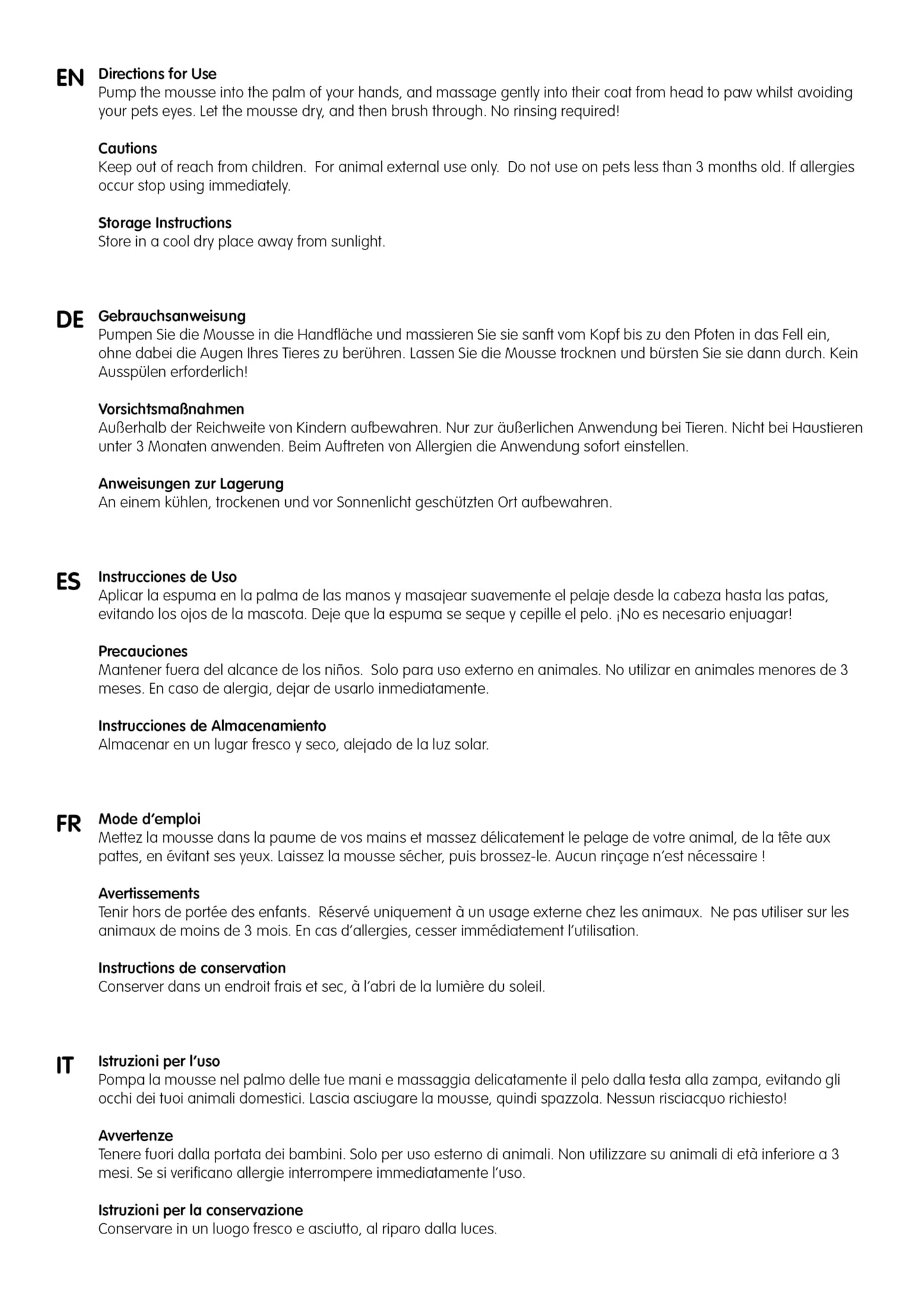 Champú de Lavado en Seco para Mascotas - Suavizante y Desodorante, Ingredientes Naturales, Secado Rápido y No Es Necesario Enjuagar (Aloe y Avena)