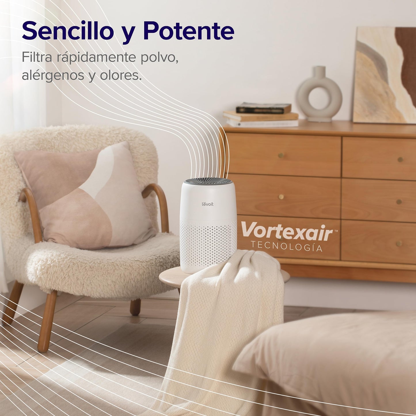 LEVOIT Purificador de Aire con Filtro HEPA para Alergias, Air Purifier con Aromaterapia, Purificador Aire Silencioso 25dB, Bajo Consumo de Energía de 7W, Core Mini