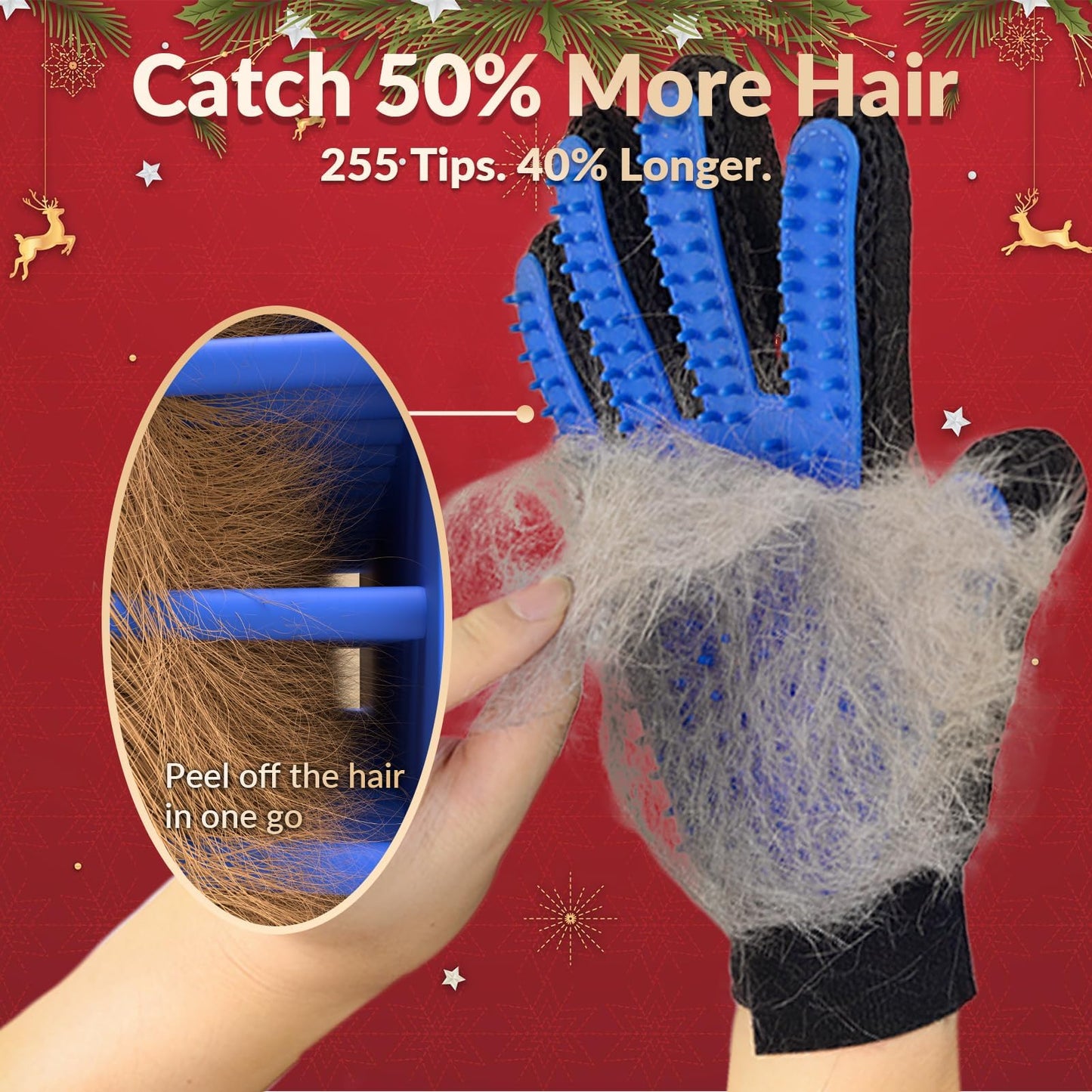 Guante de cepillado para mascotas, guante que elimina el pelaje de forma suave, herramienta de masaje con diseño de cinco dedos, perfectos para perros y gatos de pelo largo y corto