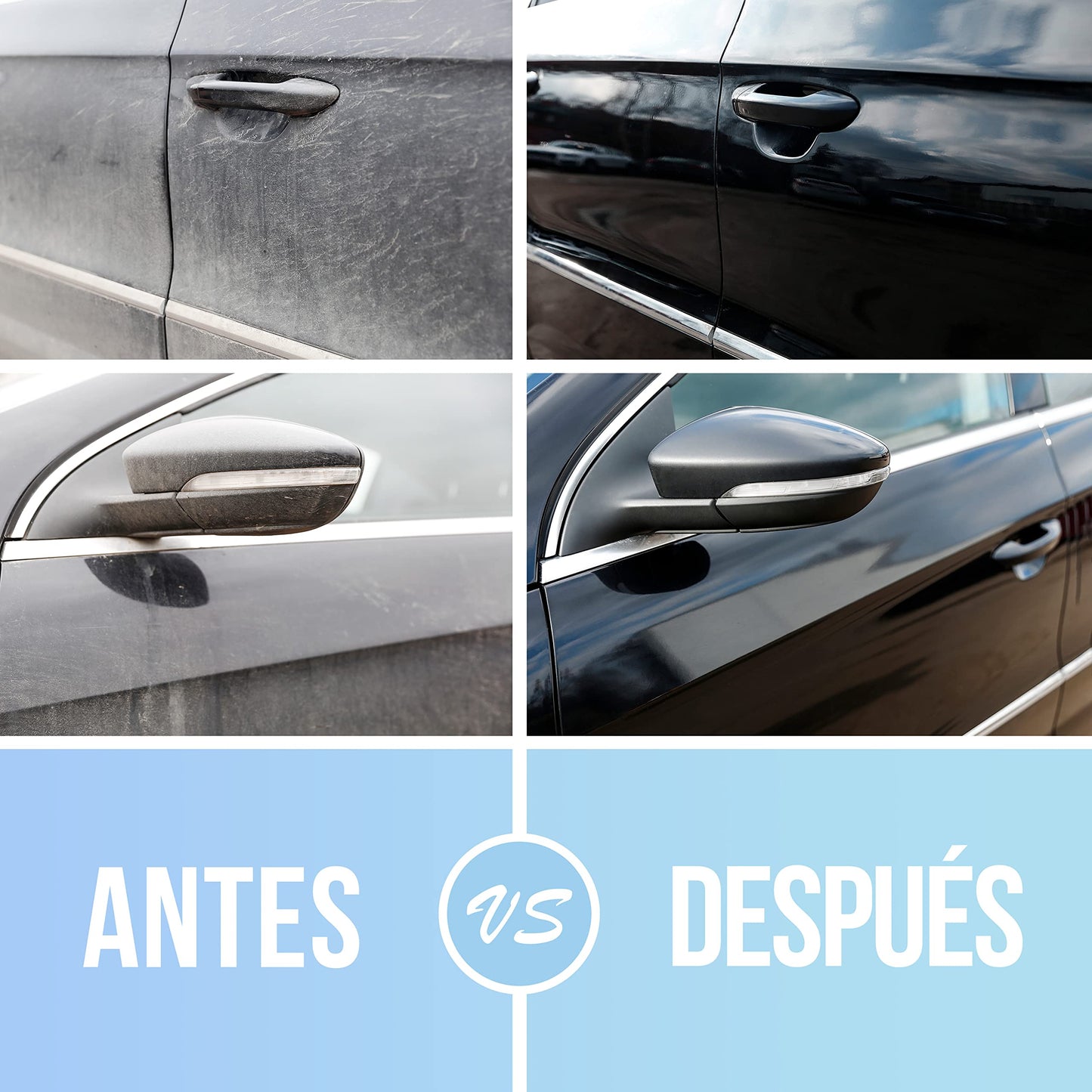 Limpieza De Coche Profesional En Seco Con Cera De Carnauba - Potente Tratamiento Cerámico Para Coche Y Moto. Limpiador Y Abrillantador De Exterior Sin Agua, Rapido. C/Bayeta Incluida. Detailing