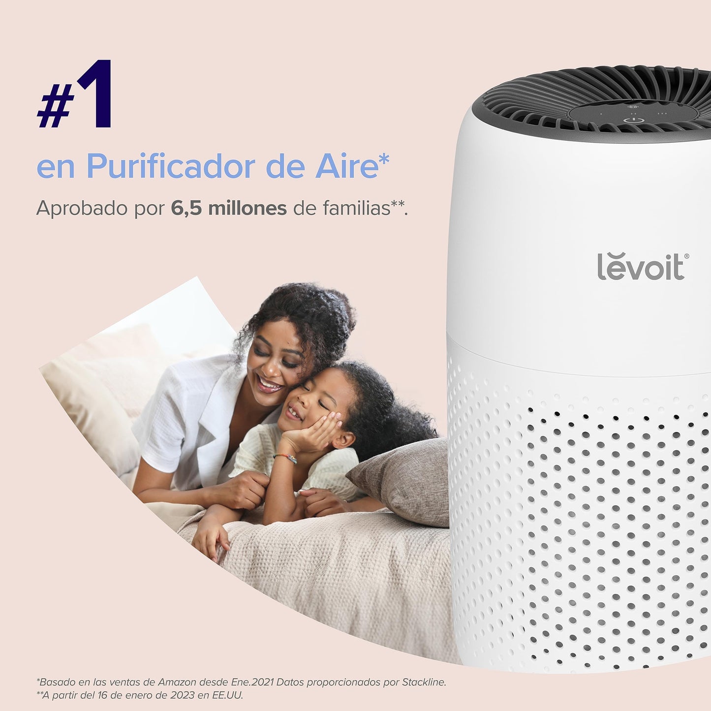 LEVOIT Purificador de Aire con Filtro HEPA para Alergias, Air Purifier con Aromaterapia, Purificador Aire Silencioso 25dB, Bajo Consumo de Energía de 7W, Core Mini