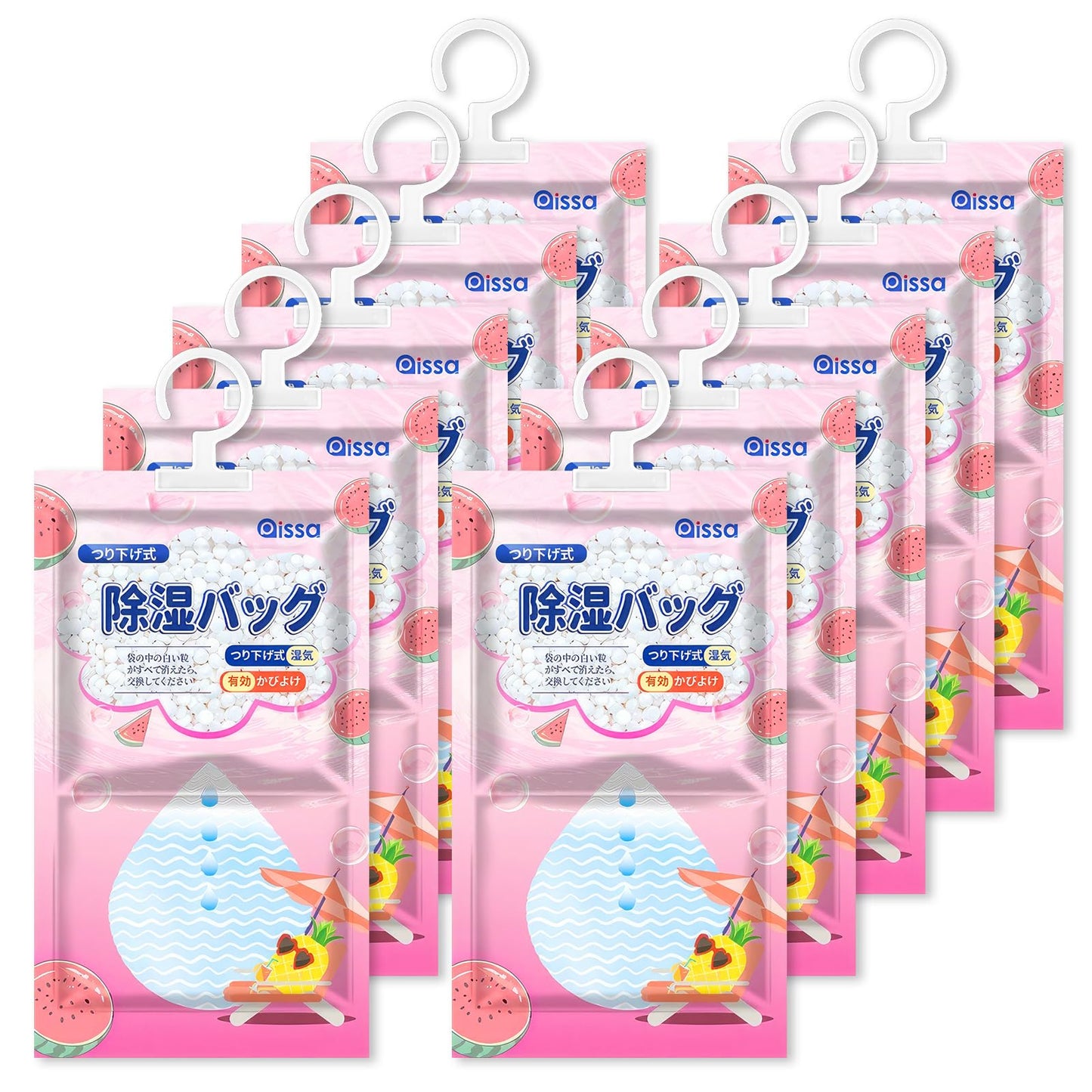 Gerbala Bolsas Antihumedad, 10 Pack Deshumificadores de Humedad Colgante Eliminar los Olores e Quita Humedad Bolsitas Antihumedad Deshumidificador Visible Absorbe Humedad para Armario, Sótano, Coche