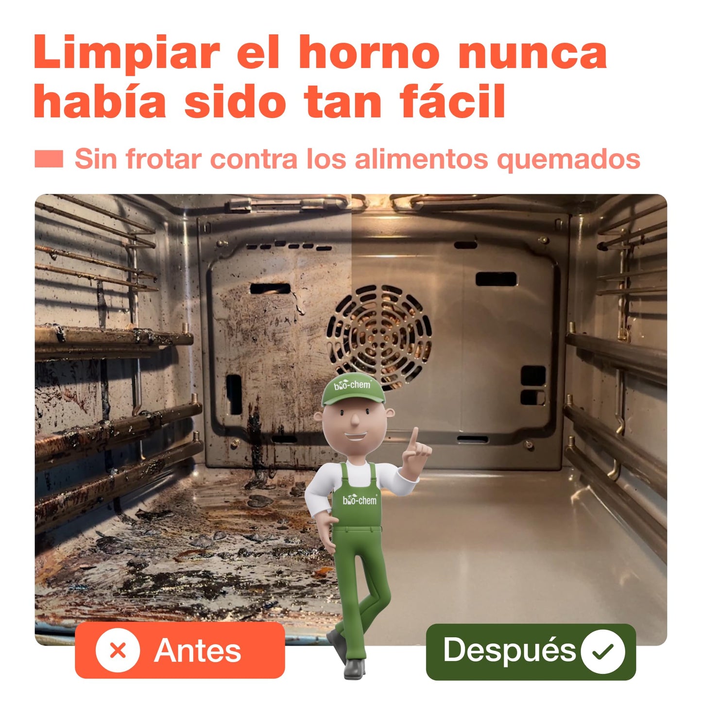 Bio-Chem - Gel limpiador de hornos 1L + cepillo - Productos para el hogar - Producto profesional para la limpieza de incrustaciones