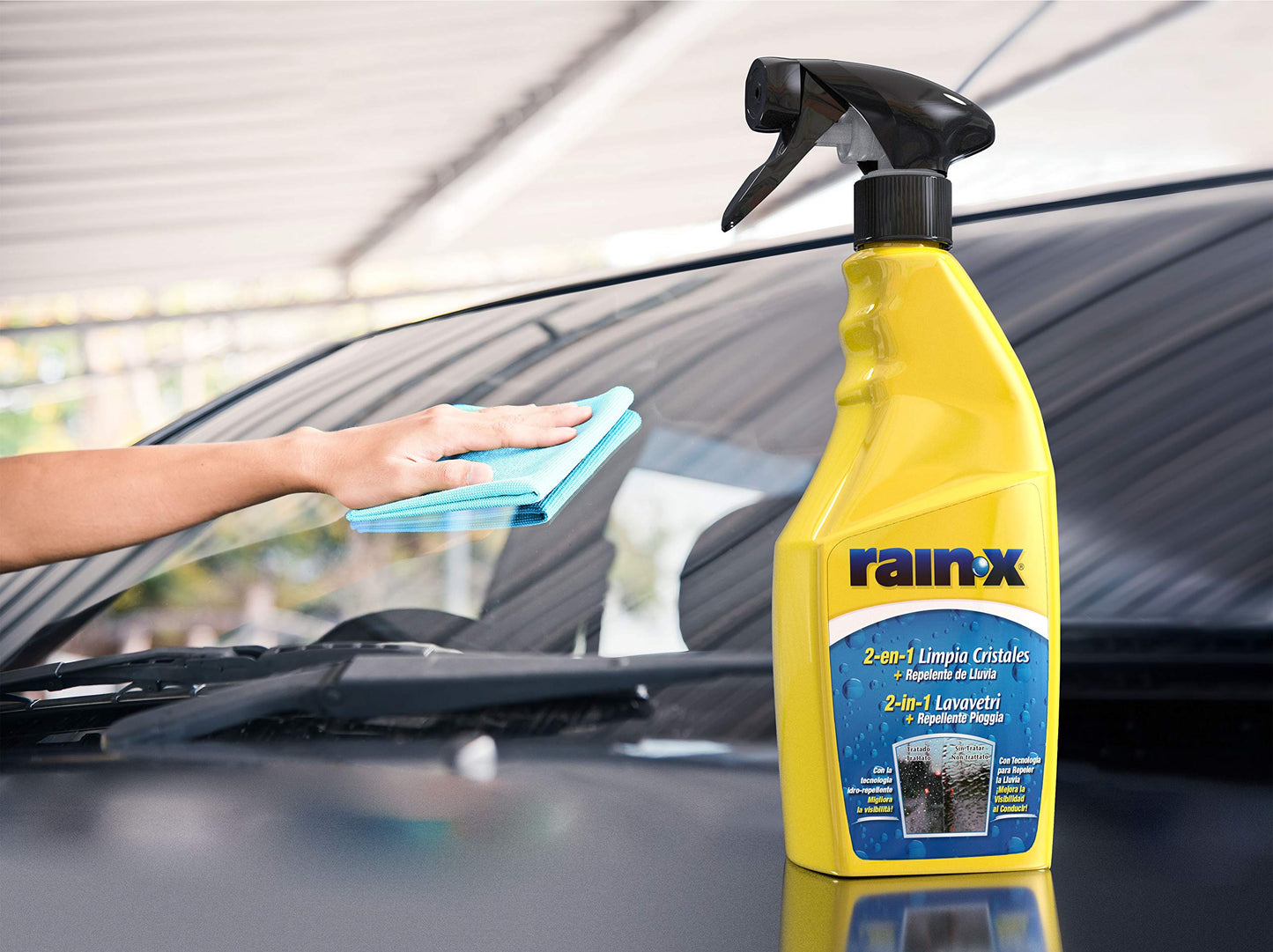 Rain-X Limpiaparabrisas 2 en 1 - Repelente de Lluvia - Limpieza sin Rayas - Protección contra Suciedad, Nieve e Insectos - 500 ml