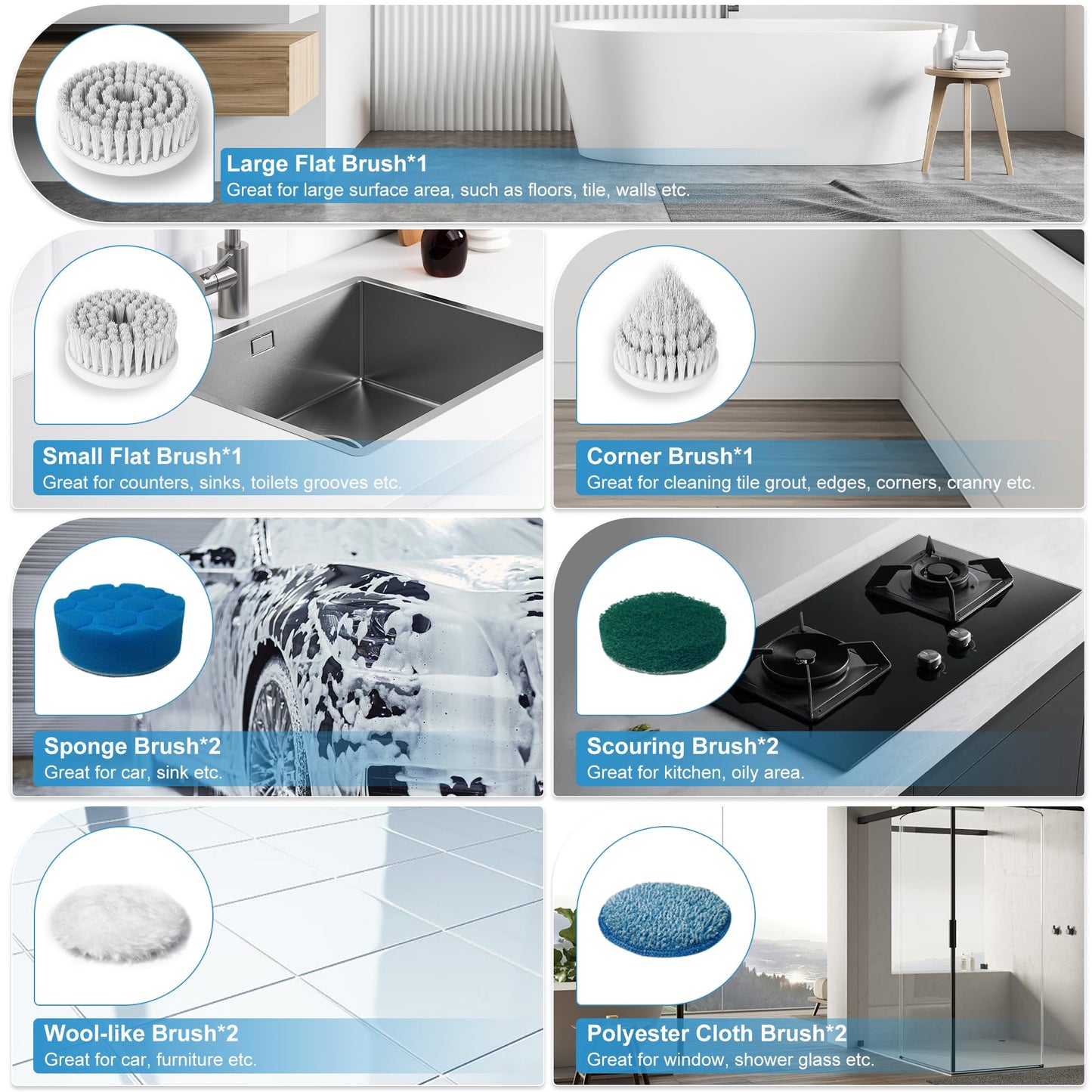 GeeSoul Cepillo de limpieza eléctrico giratorio 13 en 1, gran potencia con 2 velocidades ajustables, cepillo limpiador de ducha para baño, bañera, inodoro, cocina, regalos para abuela