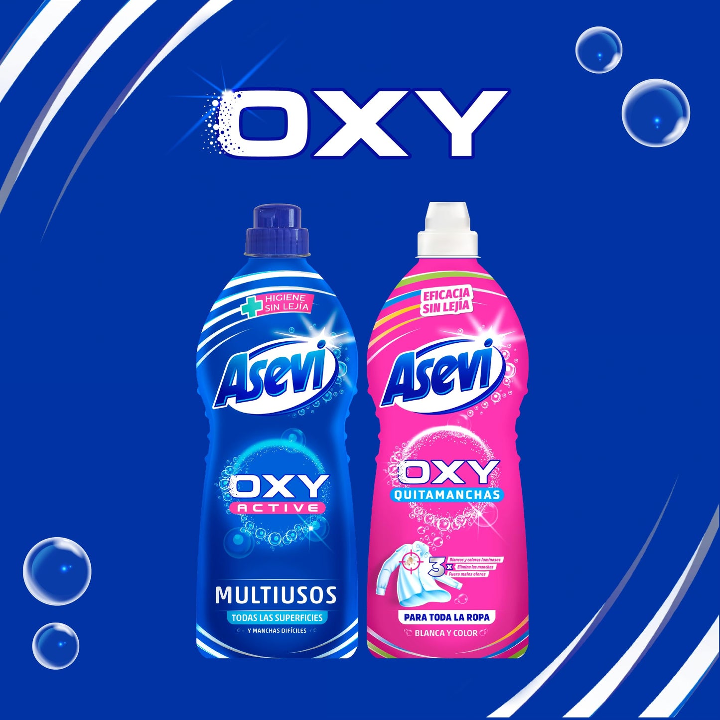 Asevi Quitamanchas Oxy Gel - Quitamanchas con Oxígeno Activo - Ropa Blanca y Color - Blancos Luminosos - Colores Brillantes - Protege las Fibras - Sin Lejía - Aroma a Limpio - Envase de 1100 ml