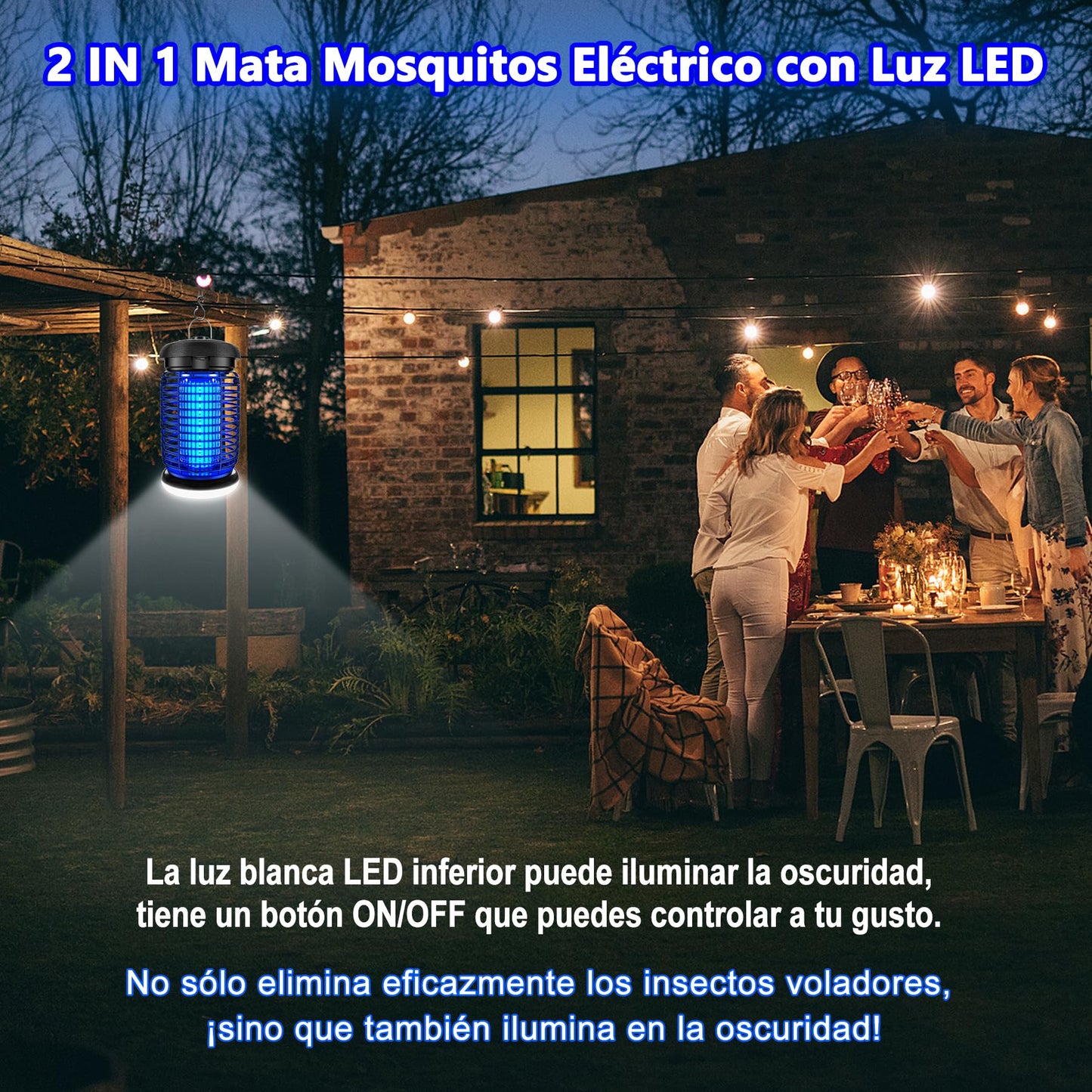 seenlast Lámpara Antimosquitos Electrico, Mata Mosquitos Electrico 4200V 15W UV Lampara Mosquitos, Atrapa Mosquitos con LED,IPX4 Impermeable,Area Efectiva 80-140m² para Interior y Exterior