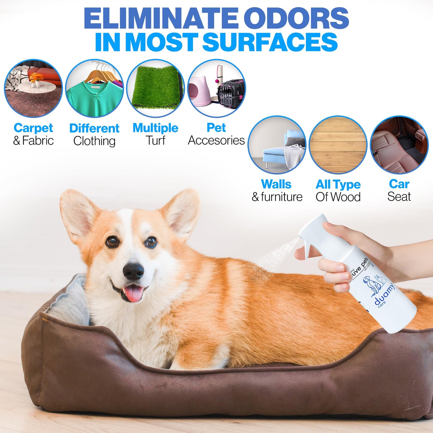 NUVE PETS Eliminador de olores de mascotas, ambientador ecológico sin propelentes, tóxicos ni alérgicos. Absorbe, bloquea y neutraliza olores. Anti-olor orines de Perros, Gatos. 500ml
