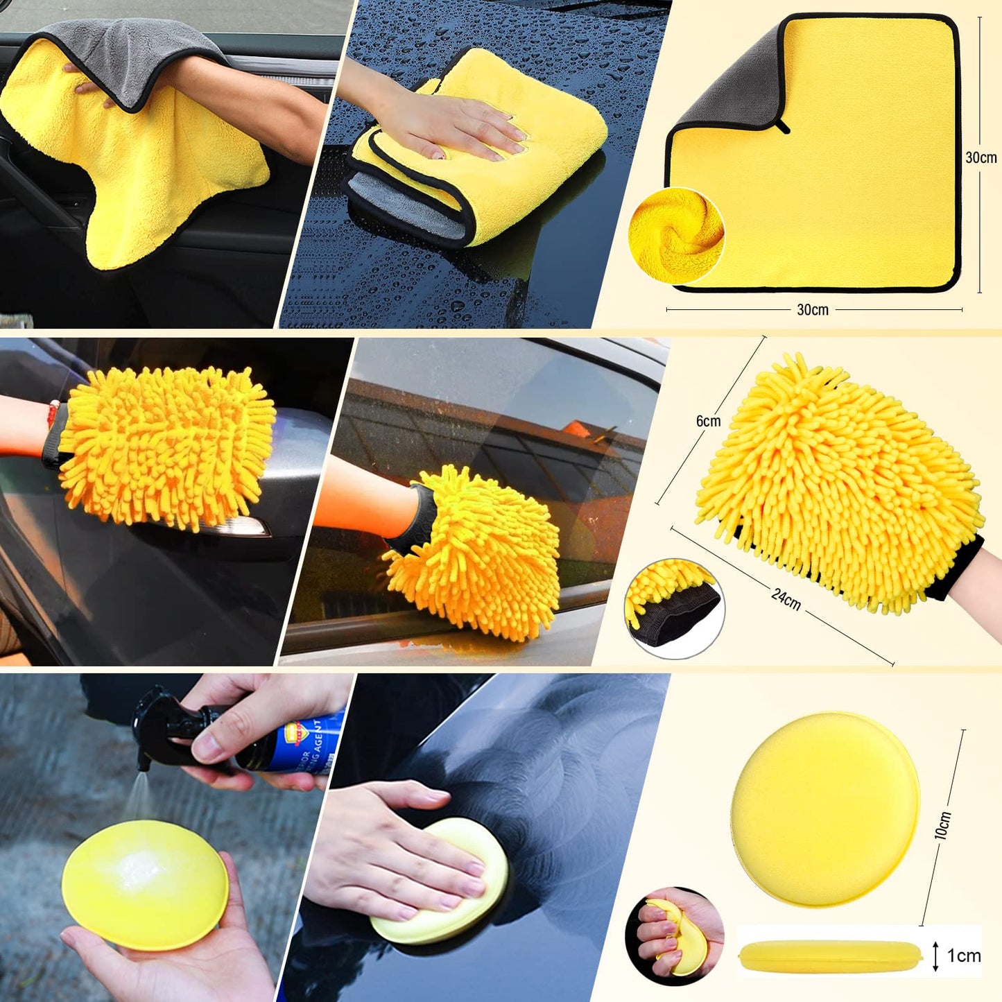AOKITO Juego de limpieza de coche – Juego de 20 piezas para el cuidado del coche para interior y exterior – Juego de lavado de coches con cepillos, esponjas de pulido, gel de limpieza y más – Práctica
