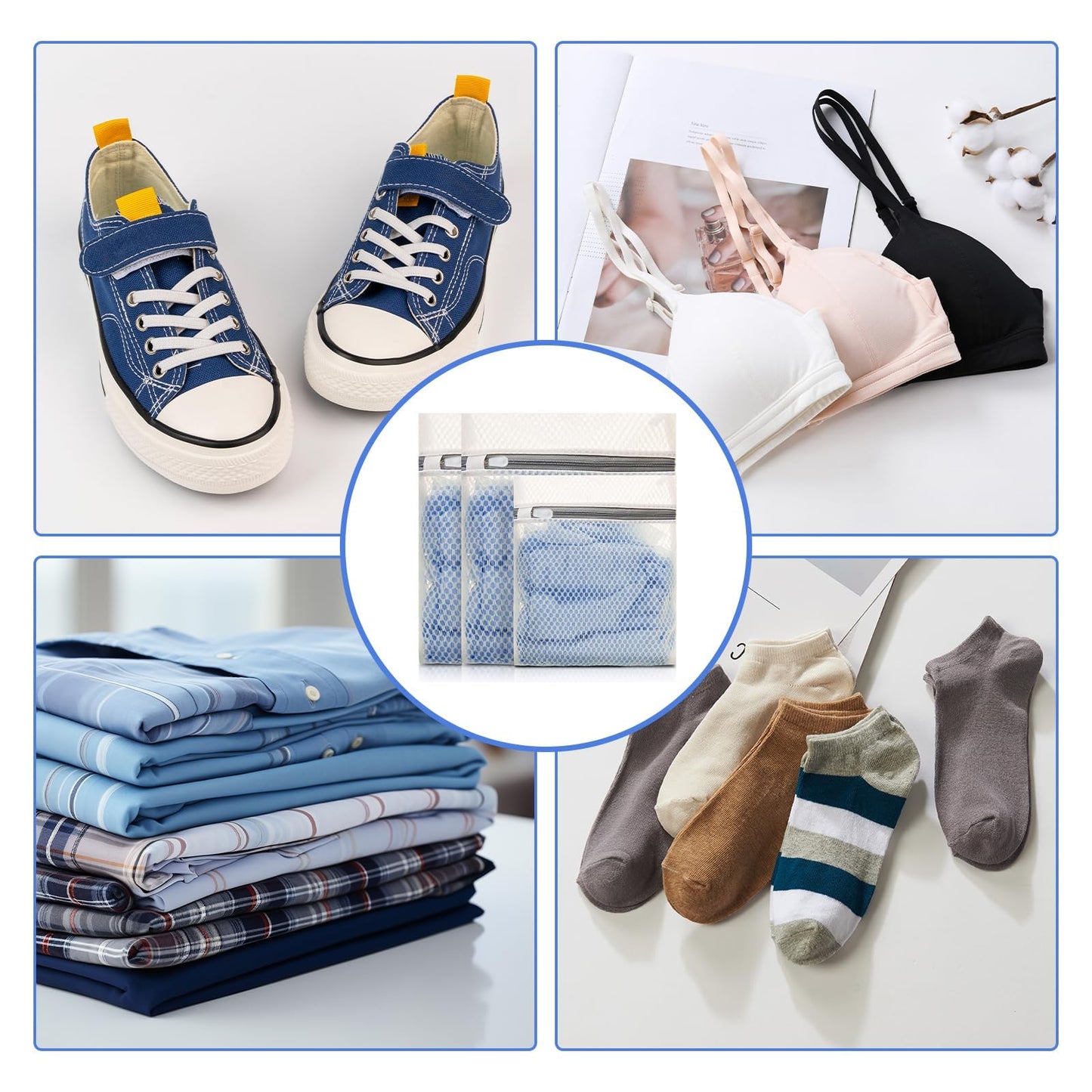Quelcc Bolsa Lavadora, 3 Unidades Bolsa Ropa Lavadora, Bolsa Lavadora Ropa Interior con Cremallera, Laundry Bag para Blusas Delicadas, Ropa Interior, Sujetador, Lencería, Ropa y Zapatos de Bebé