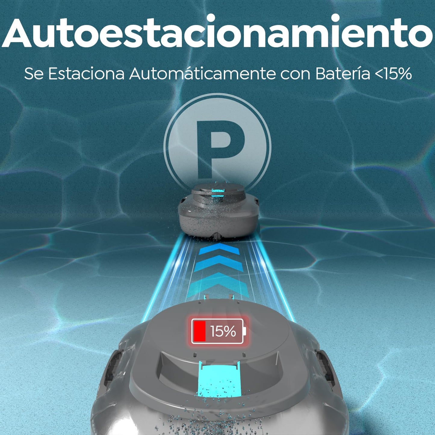 TALOSBO Pleco S1 Robot Piscina, Doble Motor Limpiafondos Piscina Sin Cable, 80 Min de Limpieza, Carga en 2.5h, Autoaparcable, para Piscinas de Fondo Plano
