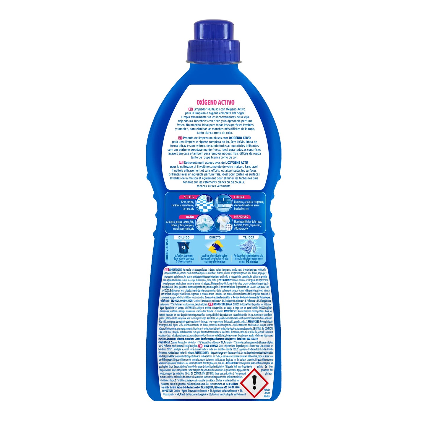 Asevi Limpiador Multiusos Oxy Active - Limpiador Multiusos con Oxígeno Activo - Limpiador de Superficies - Limpiador Textiles con Manchas Difíciles - Aroma Fresco - Envase de 1100 ml